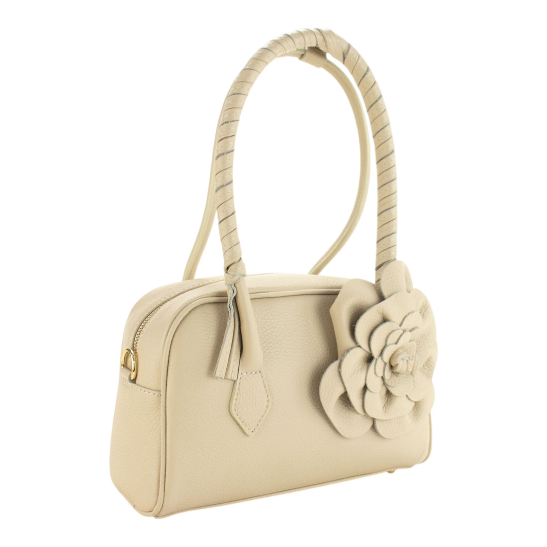 Bolso en Piel Pregato Fiora Beige