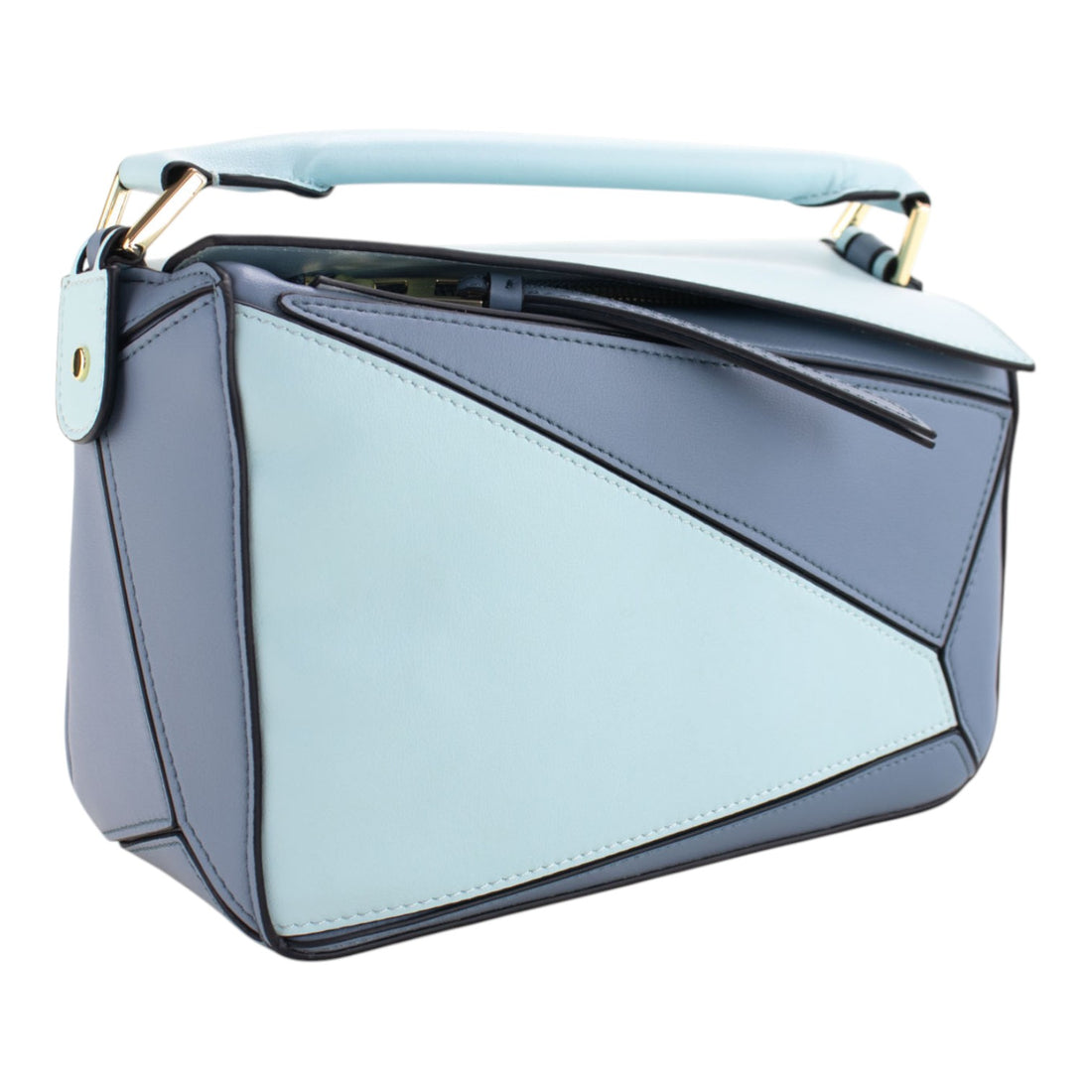 Bolso de Piel Pregato Modena Azul Bicolor