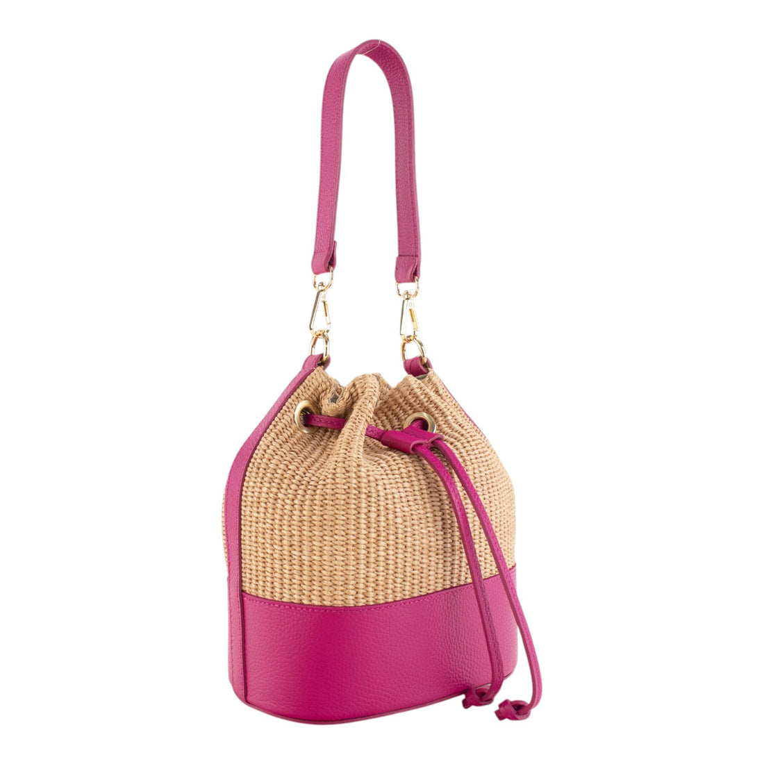 Bolso bucket en piel Pregato Zafira Fucsia