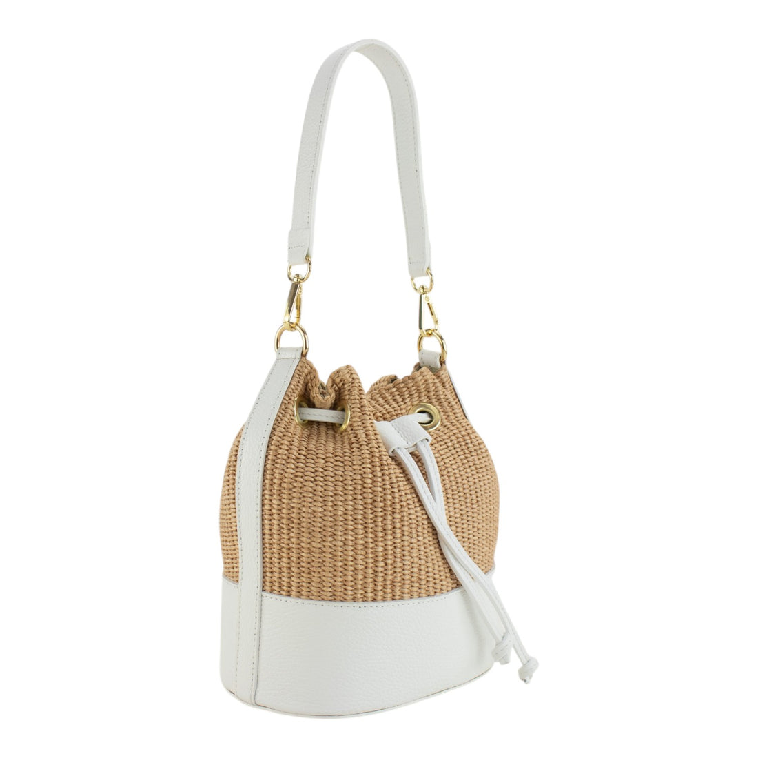 Bolso bucket en piel Pregato Zafira Blanco
