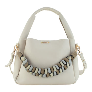 Bolso Hobo Alchiara Nube Trenzada Beige