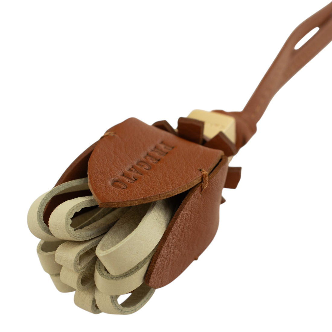 Charm para bolso Pregato Flor bicolor Cuero y Beige