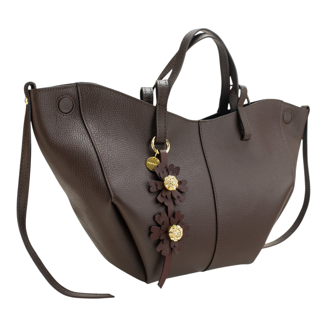Bolso shopper de Piel Pregato Venetto Soft Floral Chocolate
