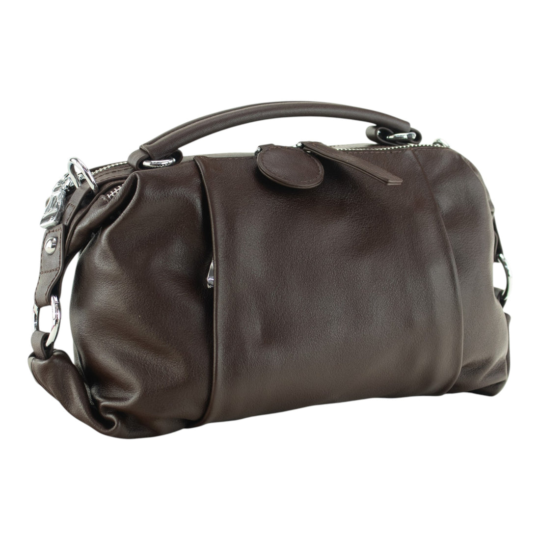 Bolso de mano de piel Pregato Renata Chocolate oscuro