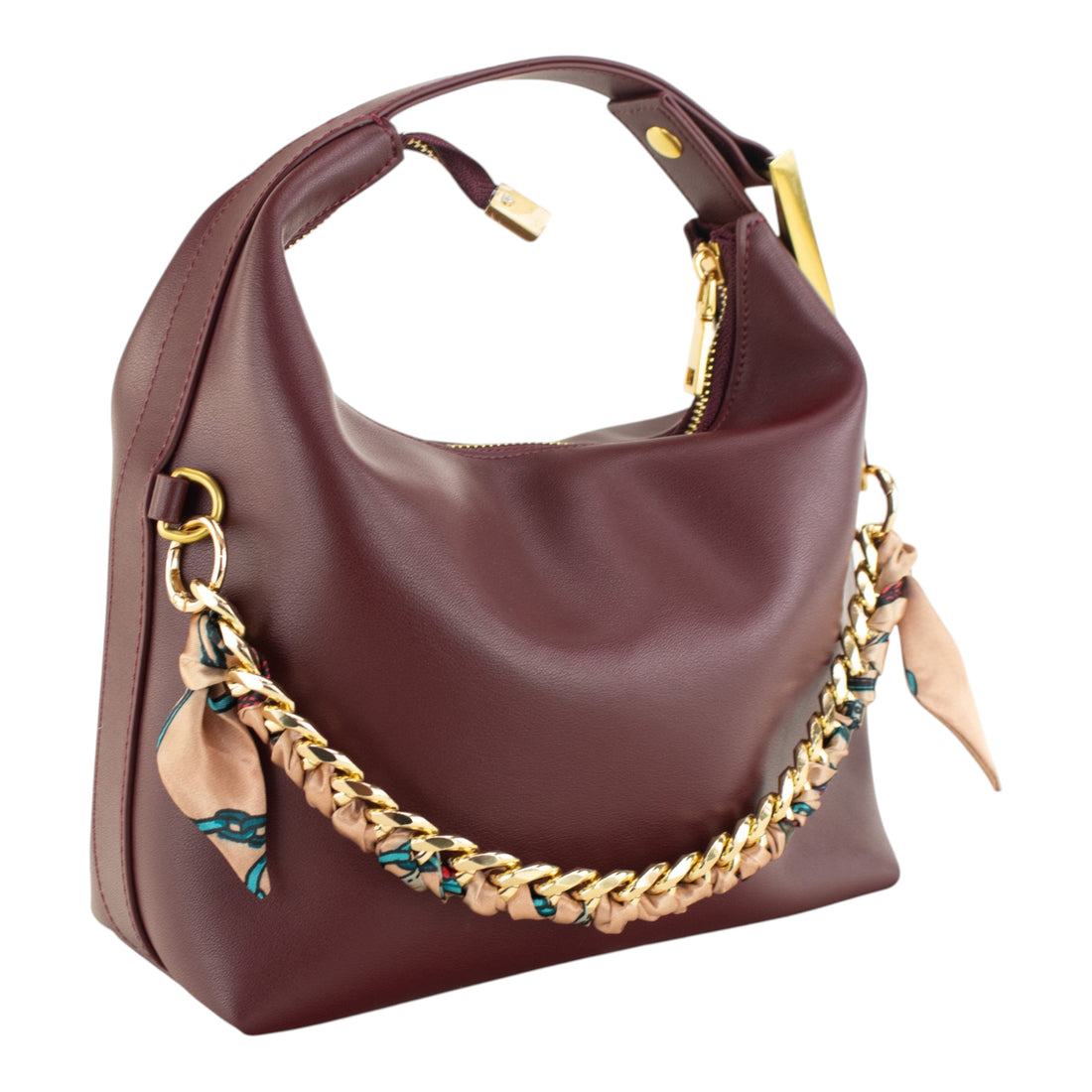 Bolsa Couro Pregato Stella Bordeaux