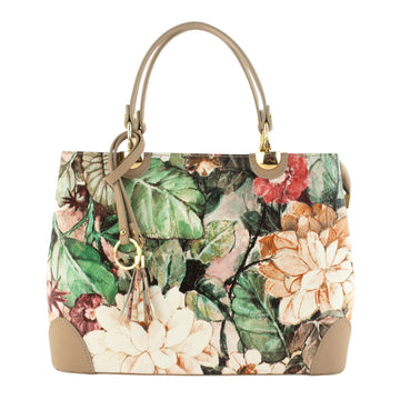 Sac en cuir Pregato Eleganza Fleurs Beige