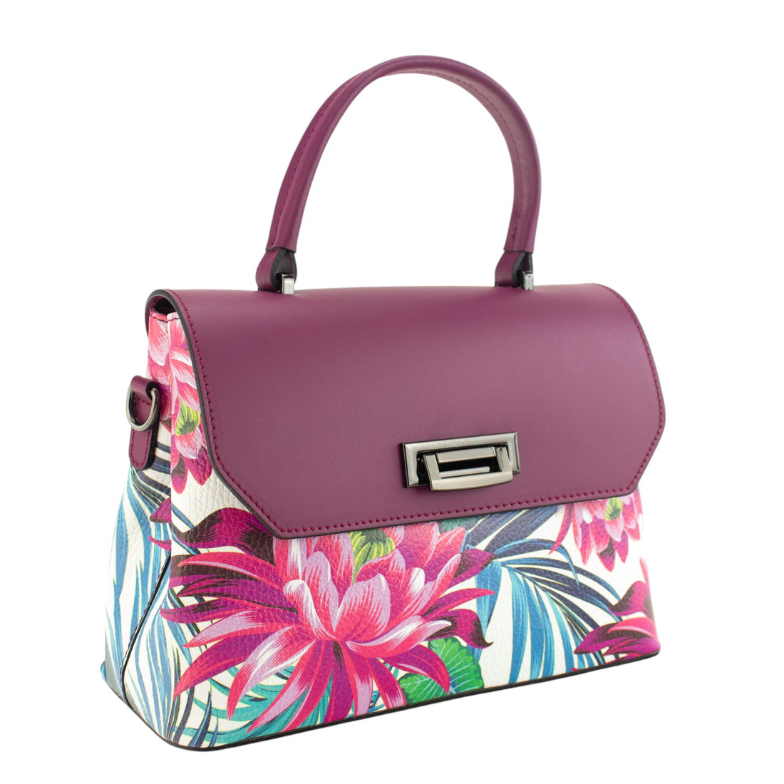 Bolso con solapa en piel Pregato Passione Lila Tropical - KimondoShop