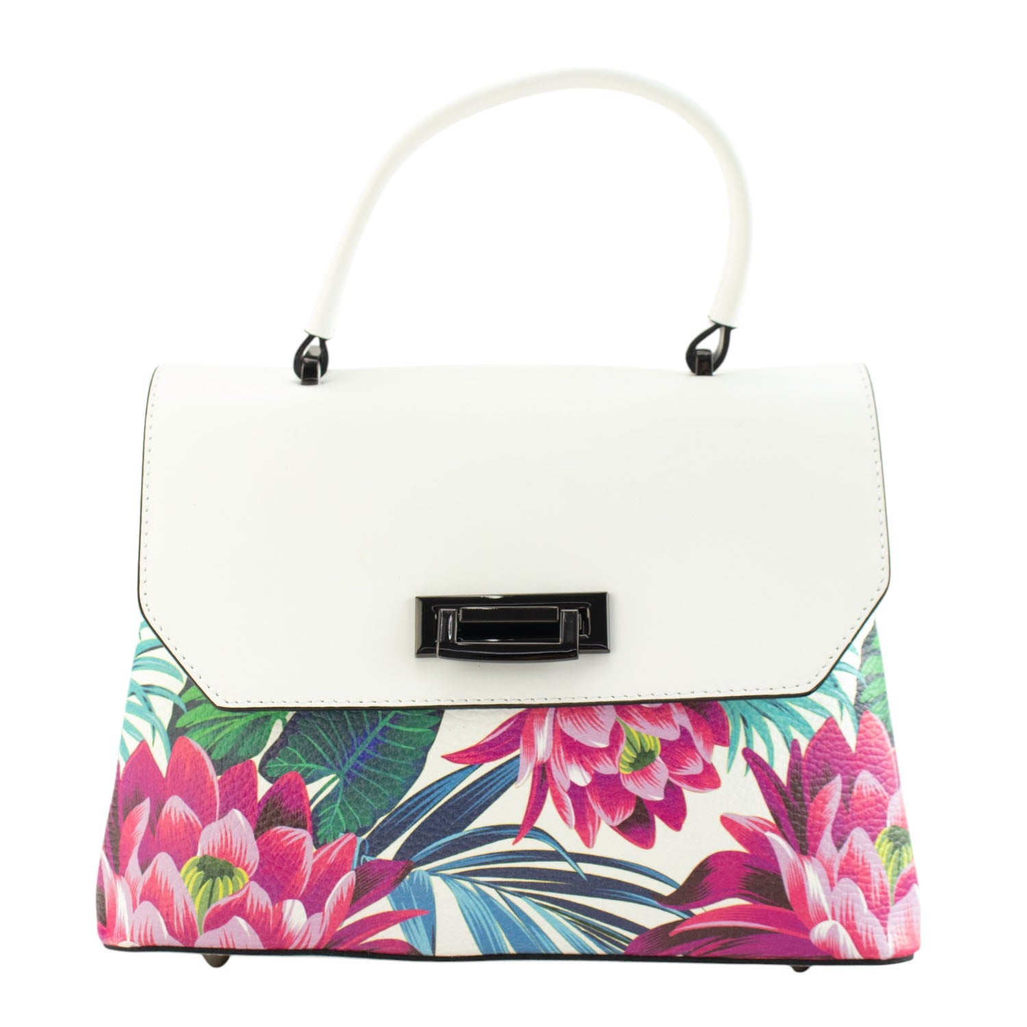 Bolso con solapa en piel Pregato Passione Blanco Tropical