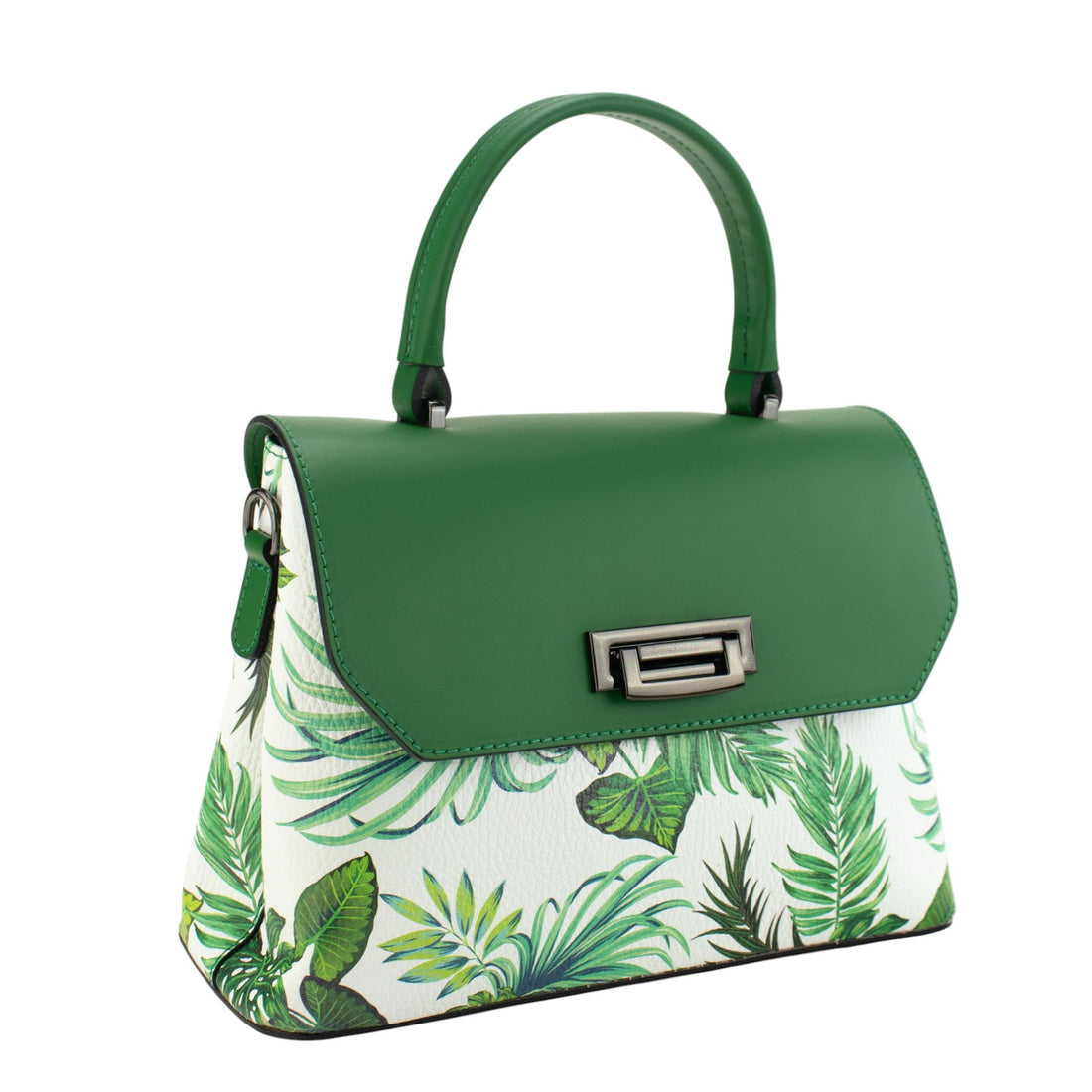 Bolso con solapa en piel Pregato Passione Verde Hojas