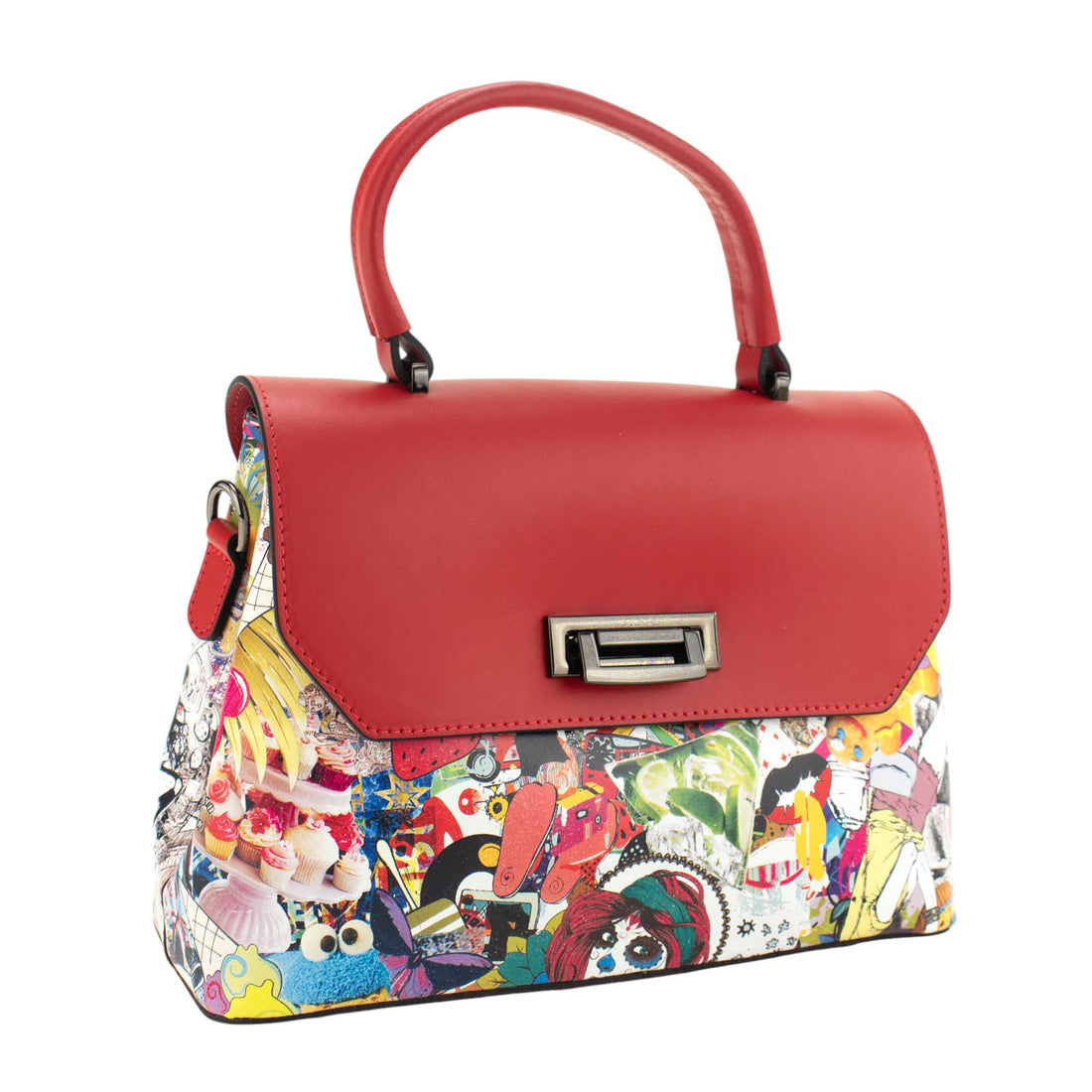 Bolso con solapa en piel Pregato Passione Rojo Alice