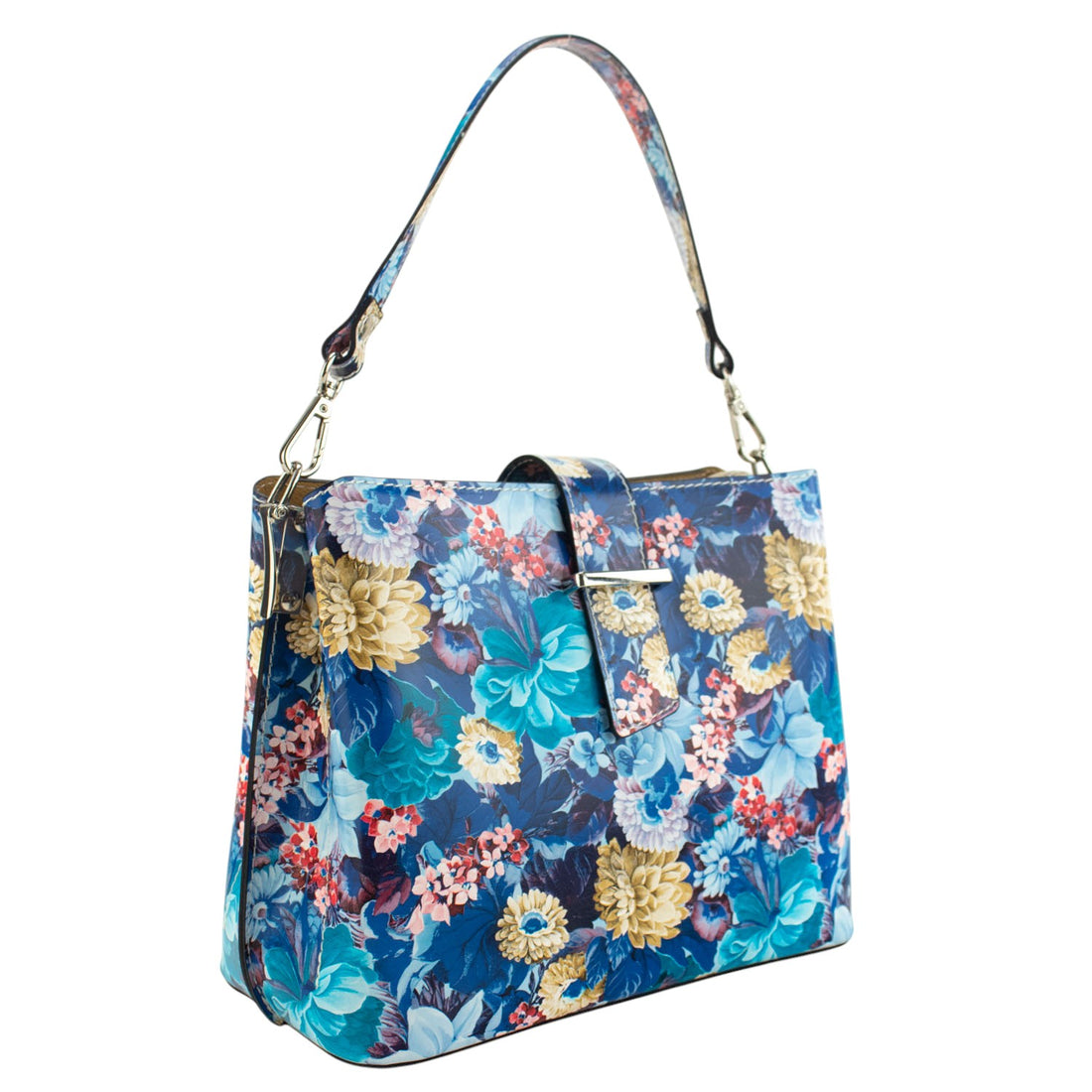 Bolso de Piel Pregato Eterea Floral Blue Blossom