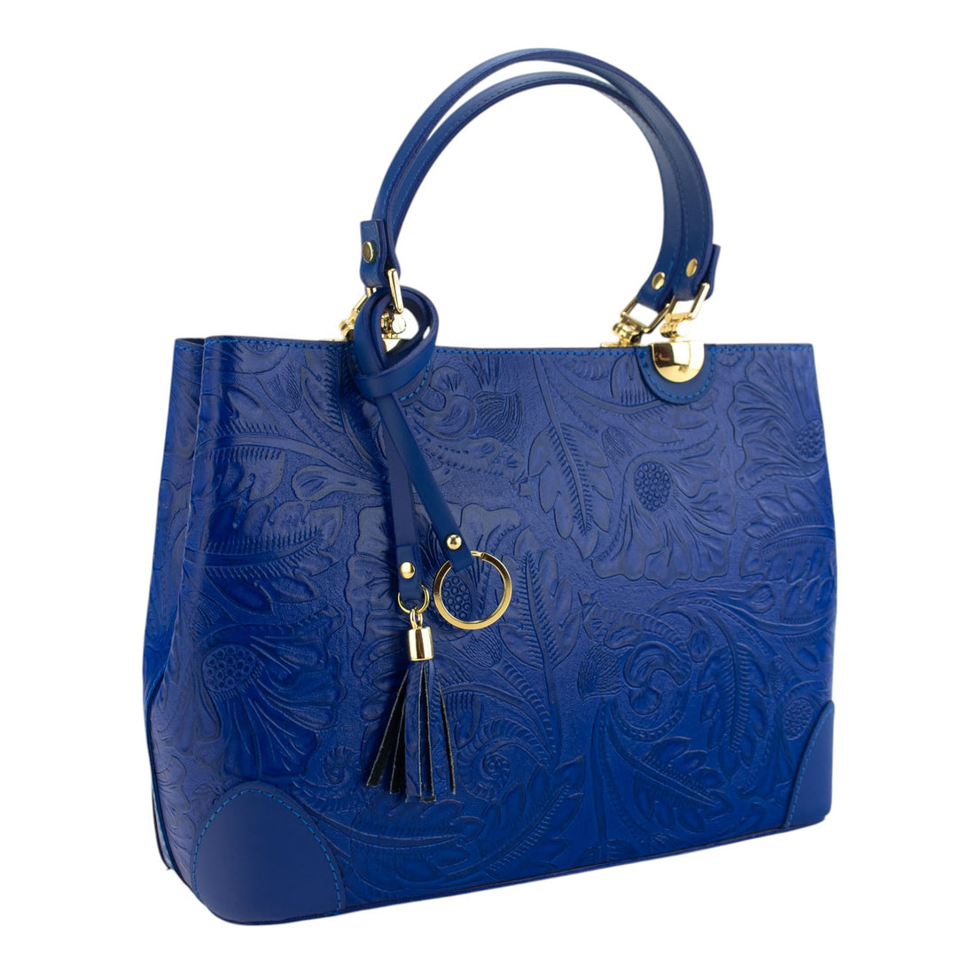 Bolso en piel Pregato Eleganza Grabado Azul eléctrico - KimondoShop