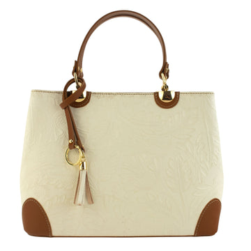 Bolso en piel Pregato Eleganza Grabado Marrón Beige