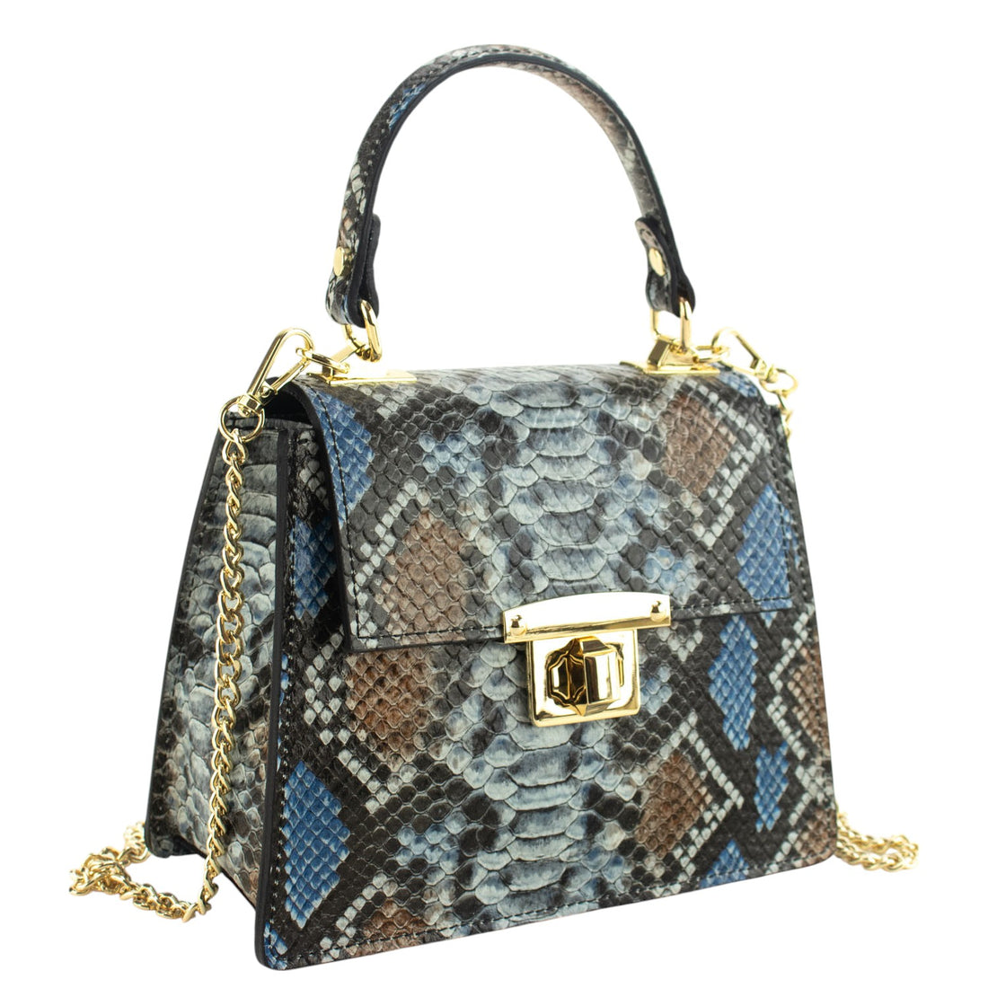 Bolso de mano Piel Pregato Gekko Azul gris
