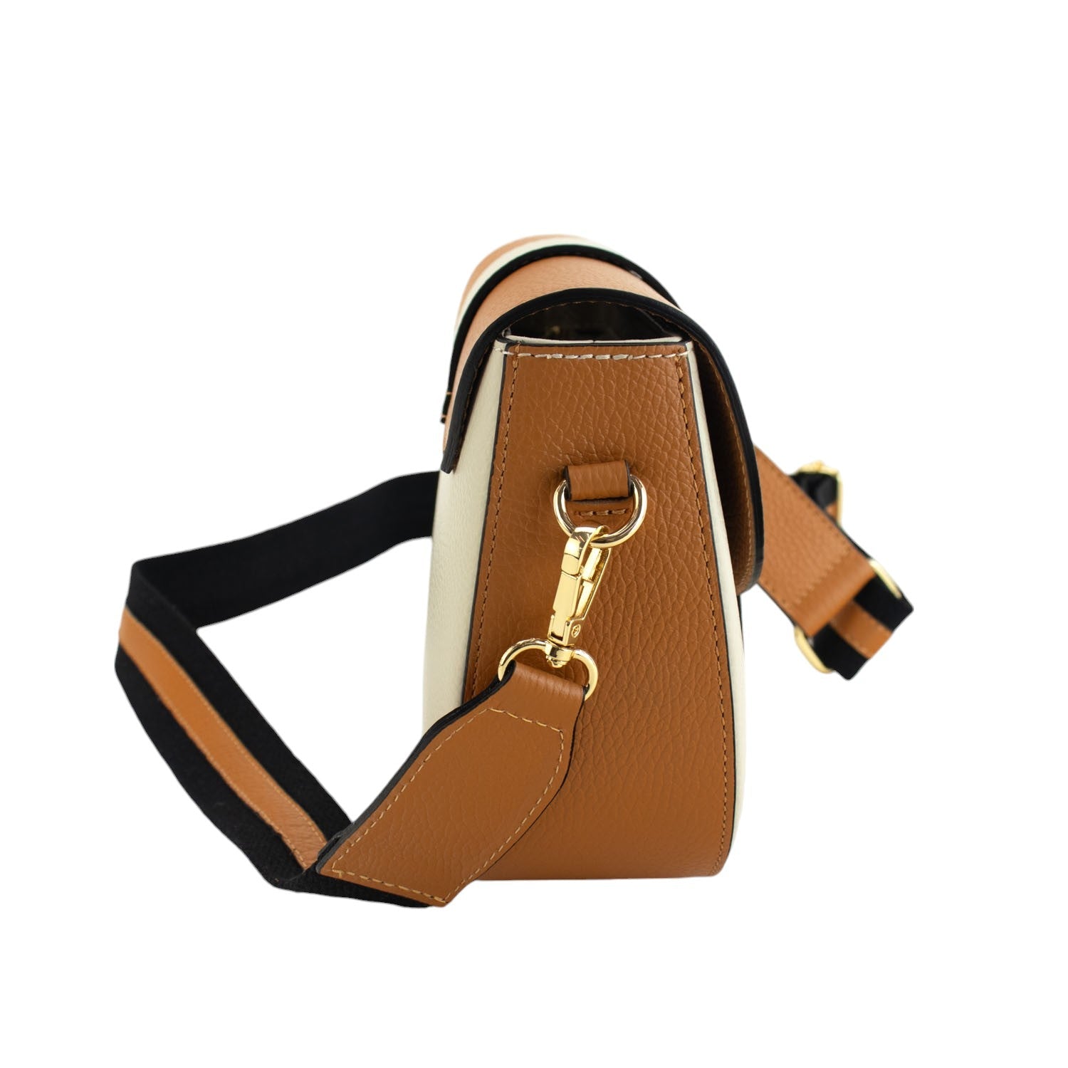 Bandolera Piel Pregato Aria Bicolor Beige Camel - KimondoShop