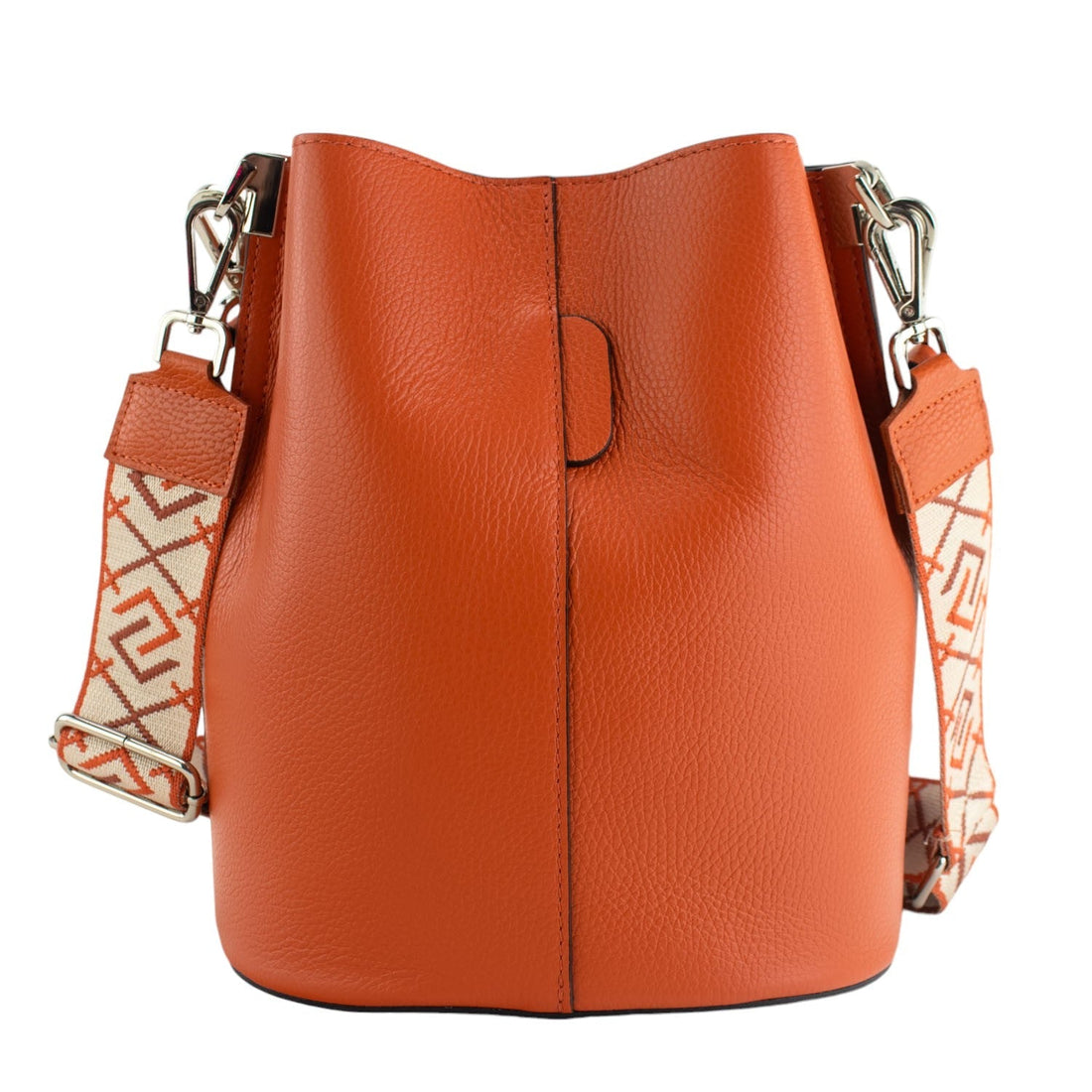 Bandolera Piel Pregato Secchio Naranja Cinta Rayas - KimondoShop