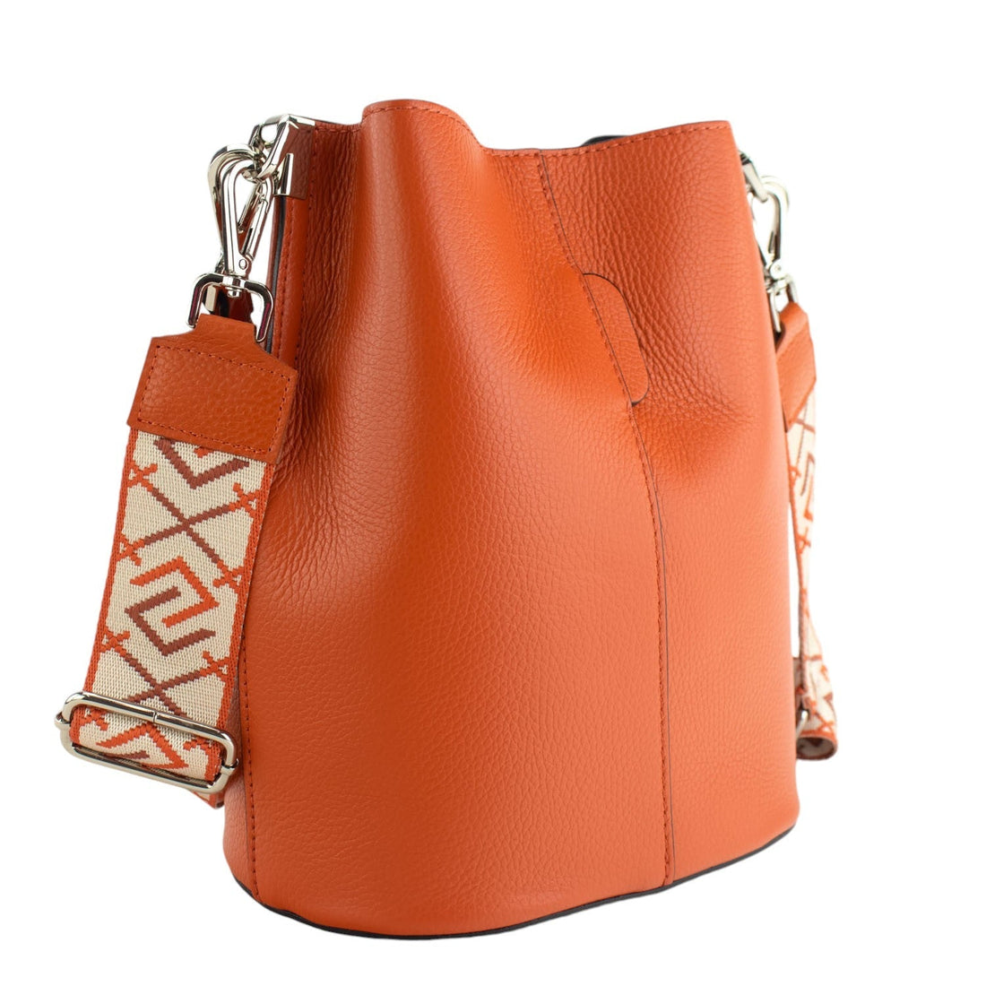 Bandolera Piel Pregato Secchio Naranja Cinta Rayas - KimondoShop