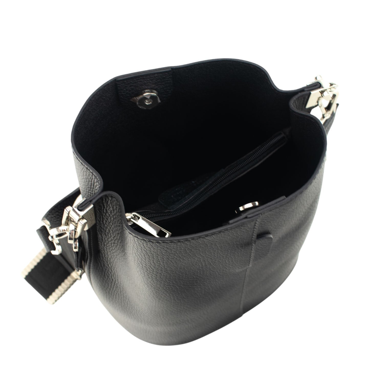 Bandolera Piel Pregato Secchio Negro cinta lisa - KimondoShop