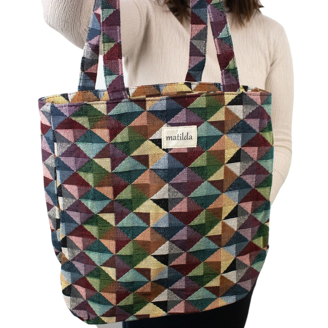 Bolsa tote pequeña La Matilda Print Triangulos - KimondoShop