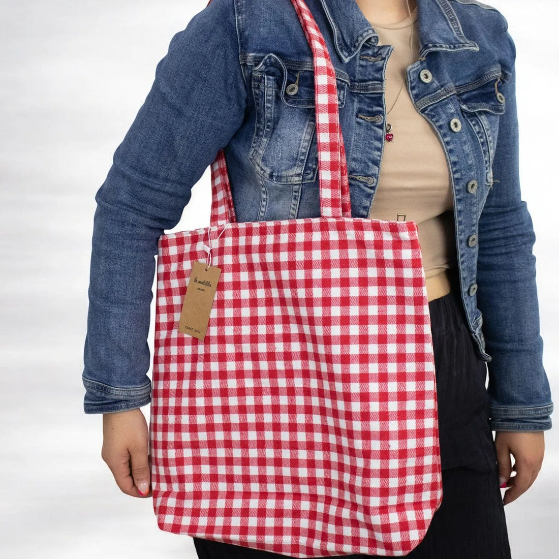 Bolsa tote pequeña La Matilda Vichy rojo - KimondoShop