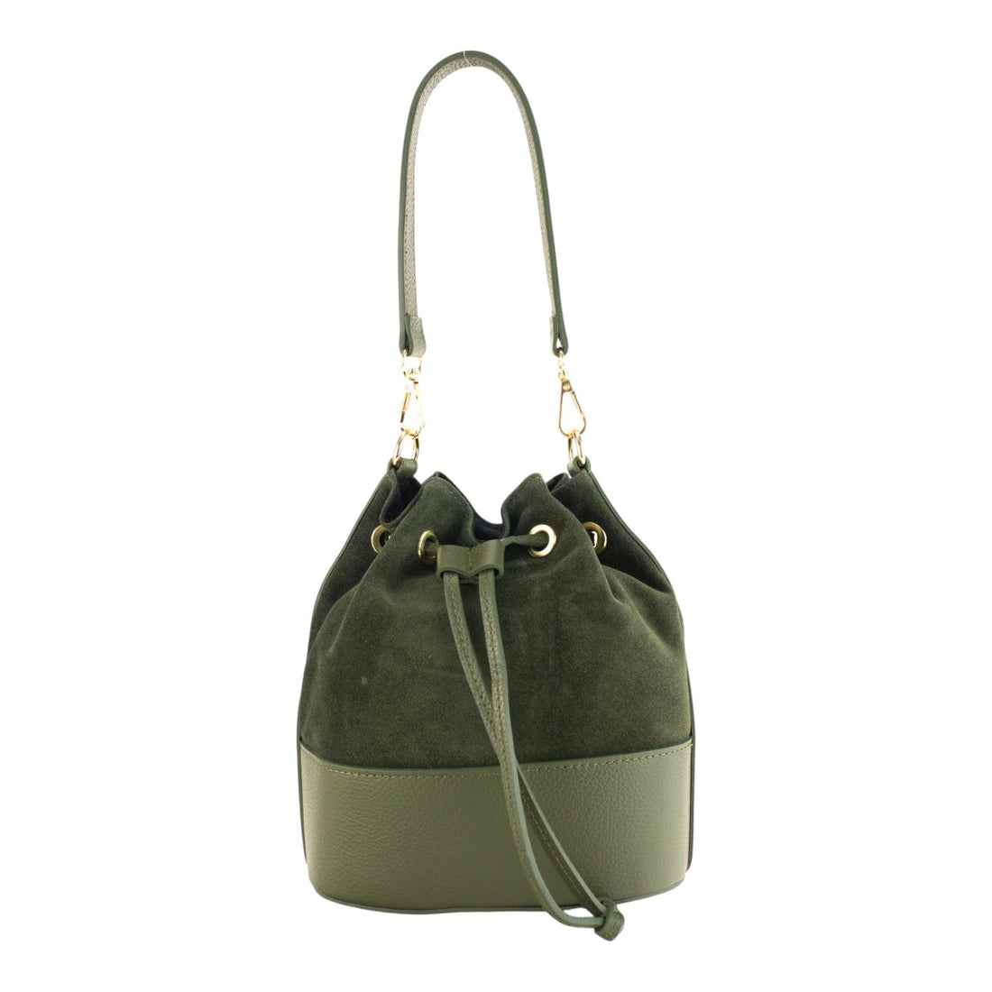 Bolso bombonera en Piel Pregato Ayra Ante Verde - KimondoShop