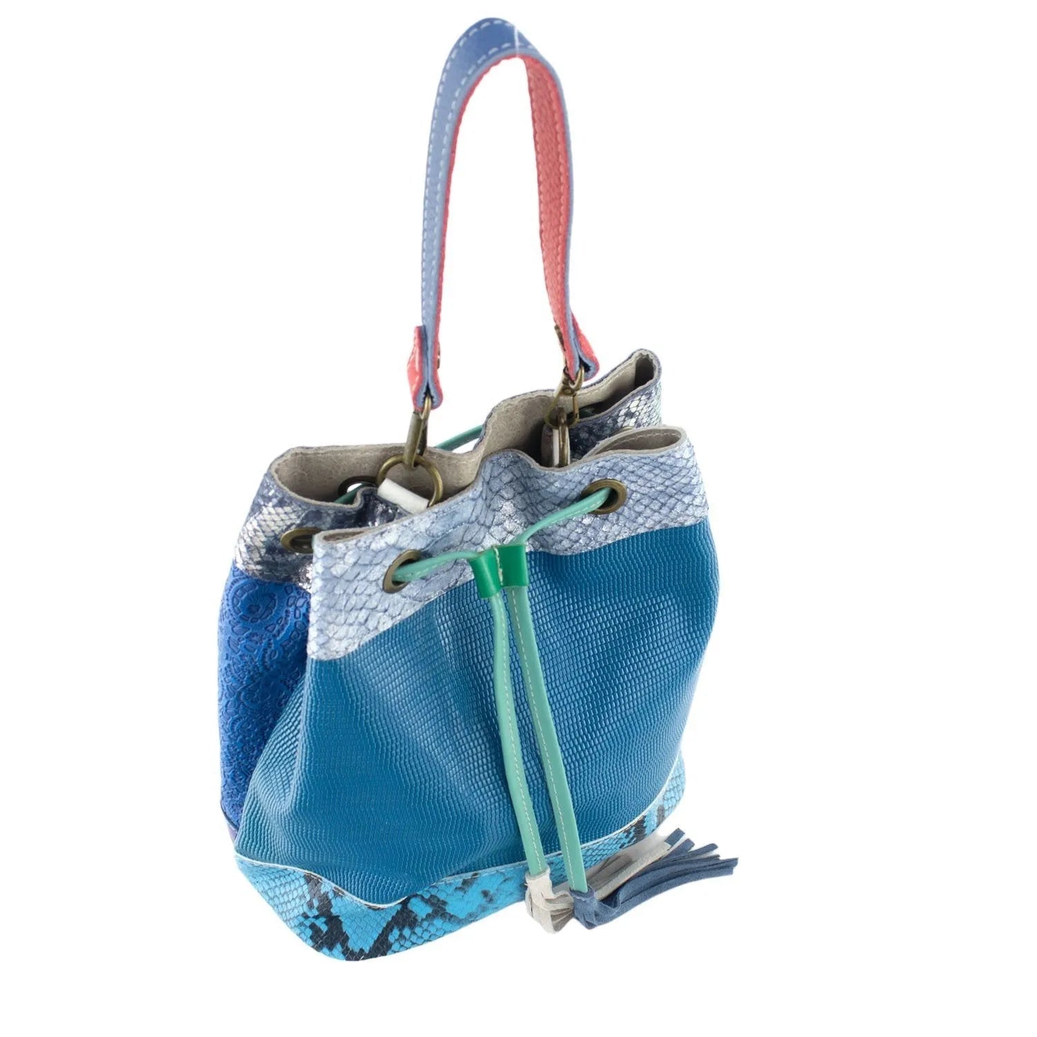 Bolso bombonera en Piel Pregato Simona Azul marino - KimondoShop