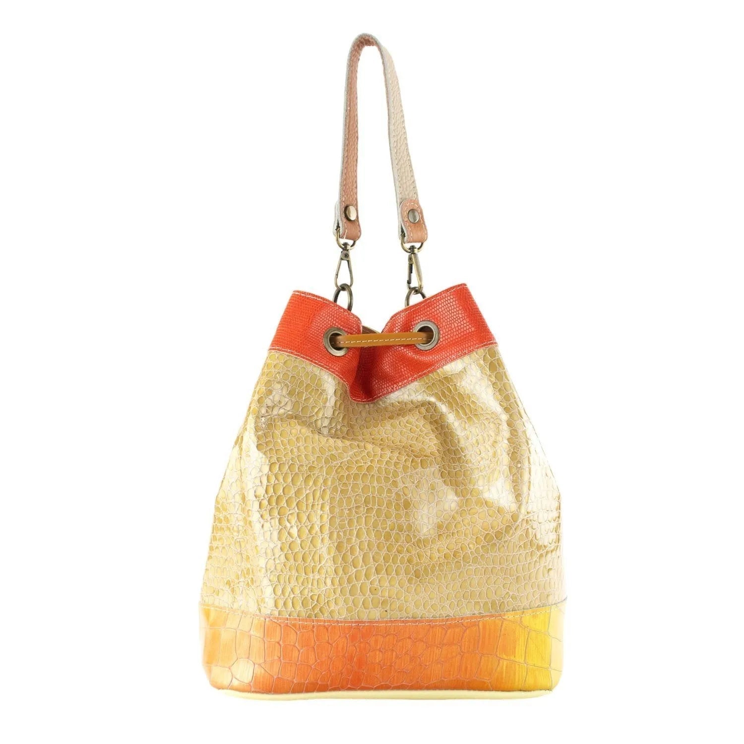 Bolso bombonera en Piel Pregato Simona Naranja - KimondoShop