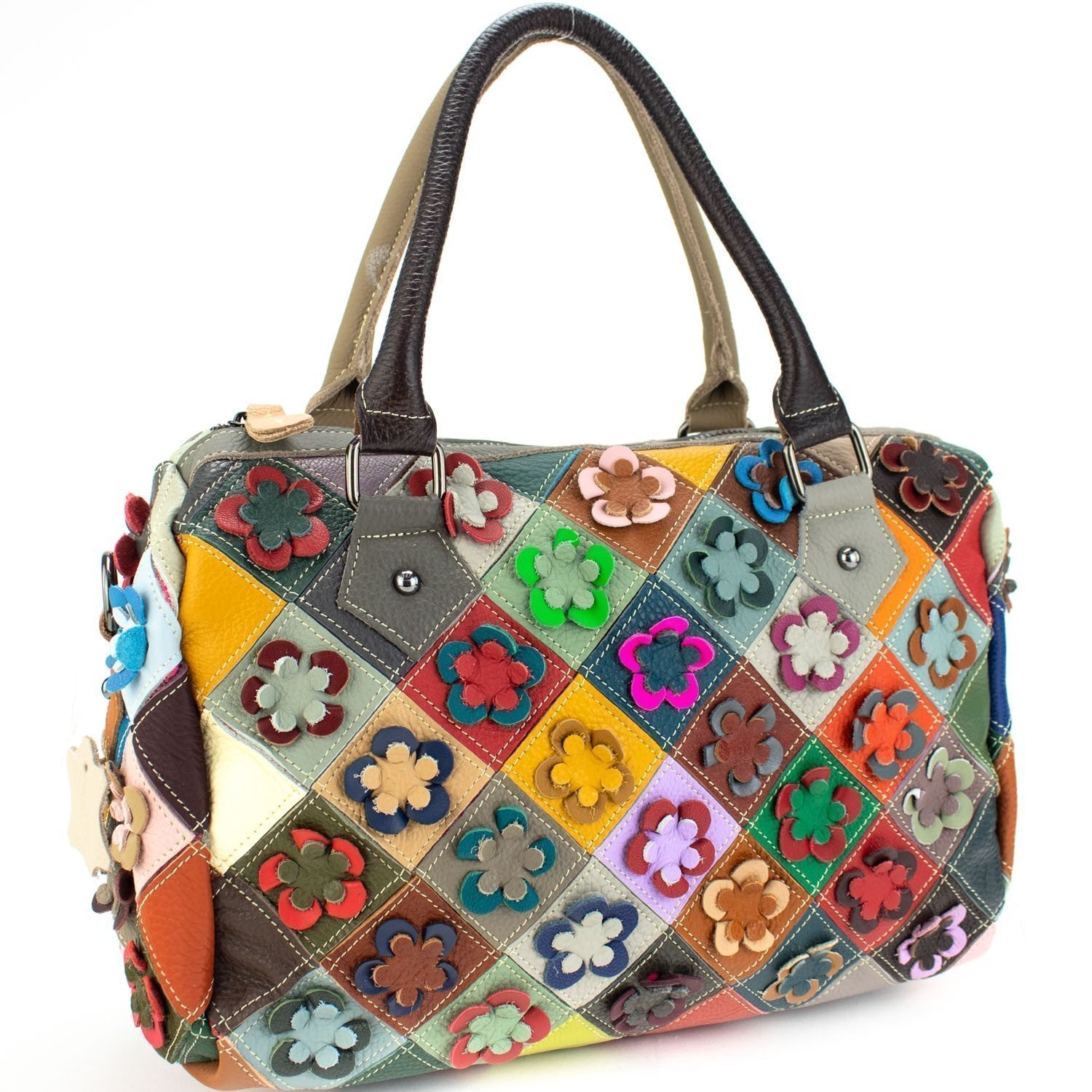 Bolso bowling de Piel Pregato Mosaic Flowers - KimondoShop