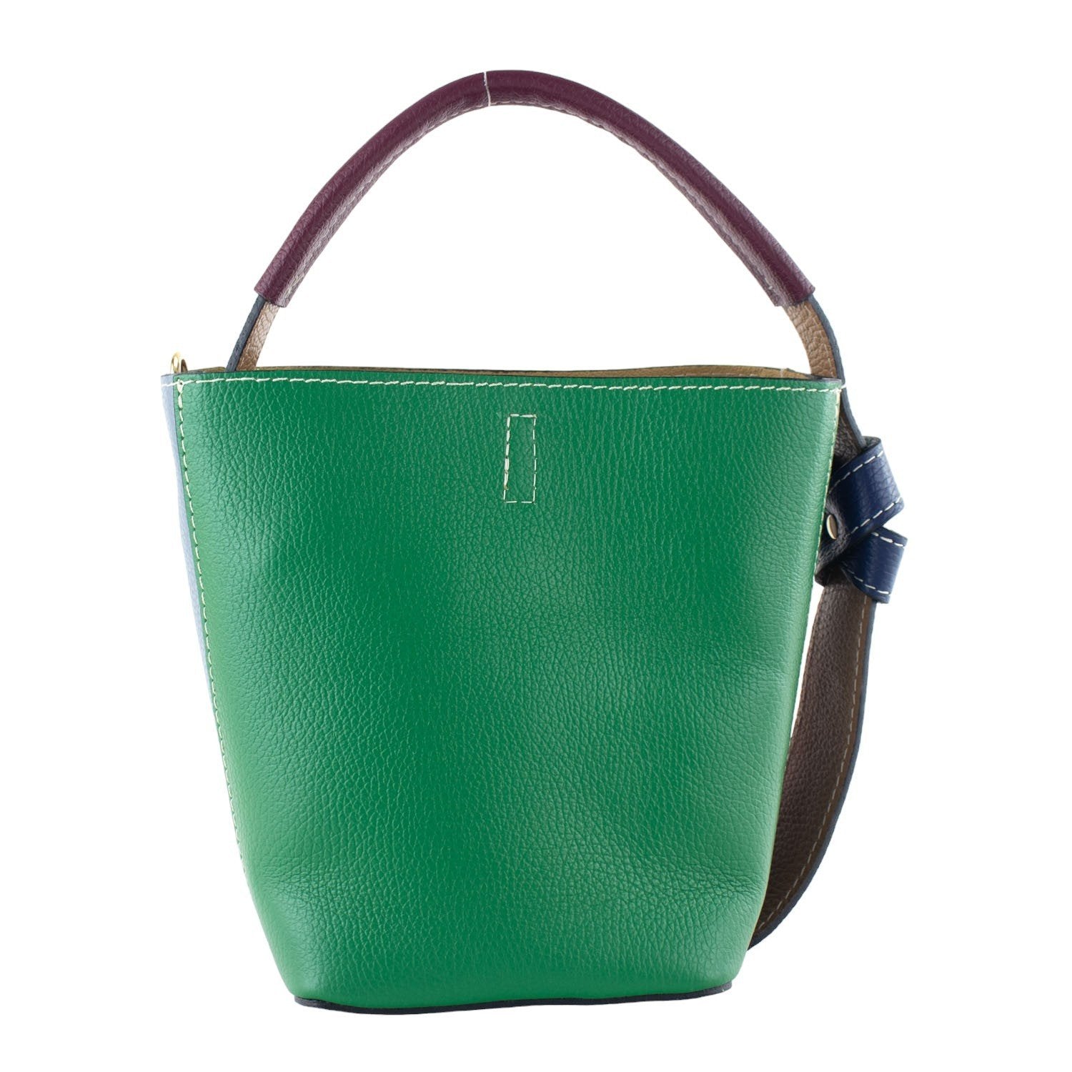 Bolso bucket en Piel Pregato Alessia Verde - KimondoShop