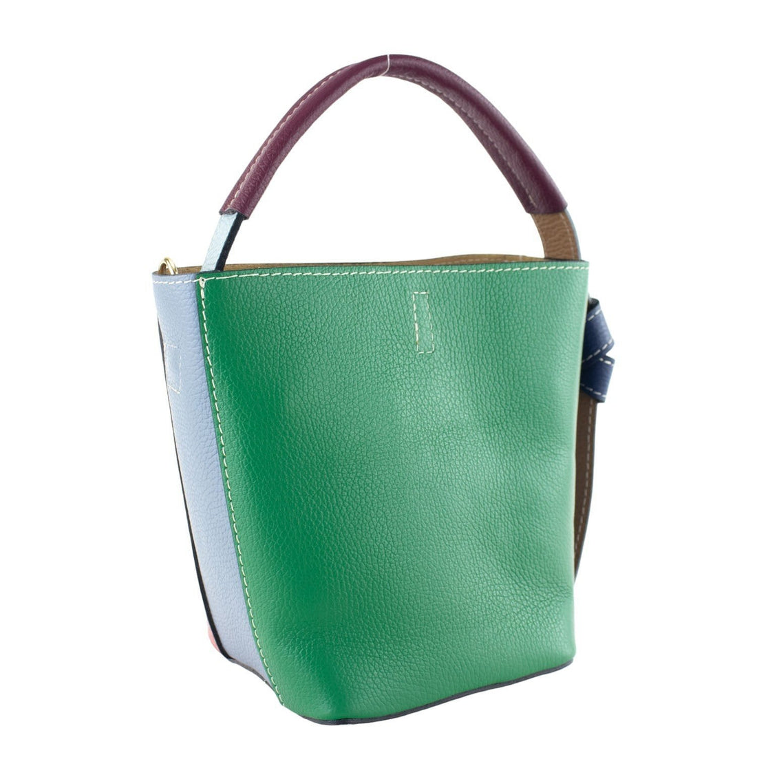 Bolso bucket en Piel Pregato Alessia Verde - KimondoShop