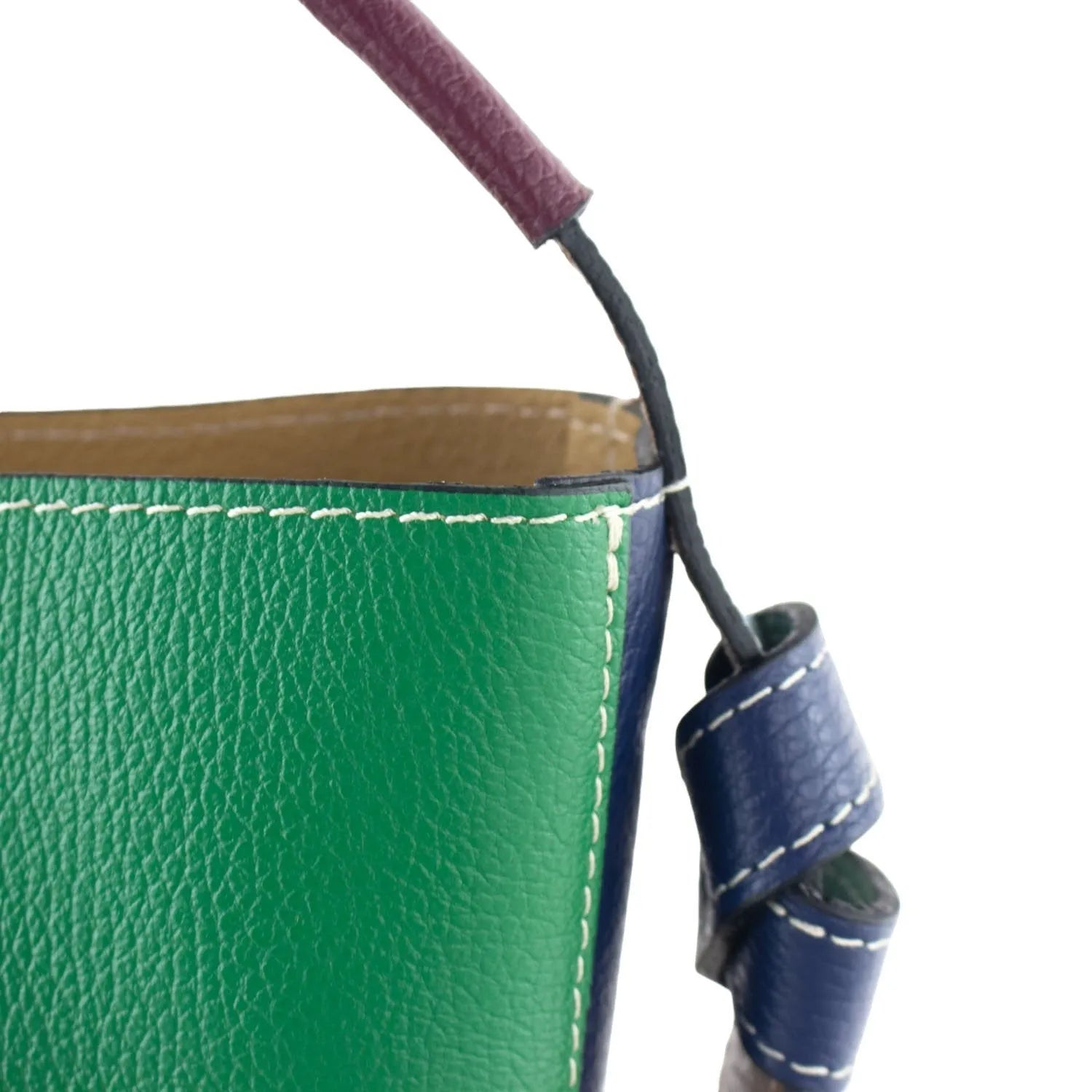 Bolso bucket en Piel Pregato Alessia Verde - KimondoShop