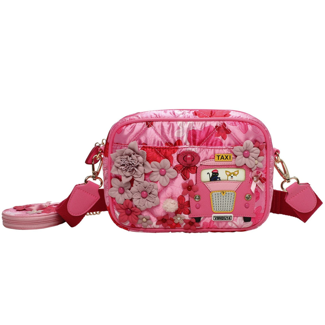 Bolso Camera Vendula London Cats & Corgis Floral - Pink Ribbon Foundation - KimondoShop