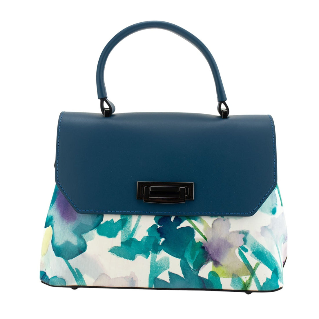 Bolso con solapa en piel Pregato Passione Acuarela azules - KimondoShop
