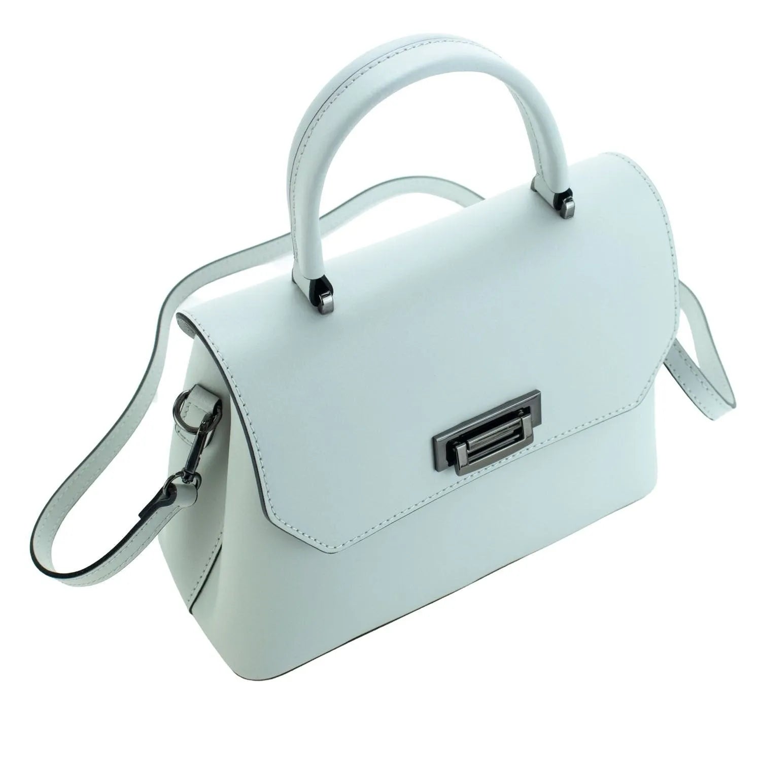 Bolso con solapa en piel Pregato Passione Gris claro - KimondoShop