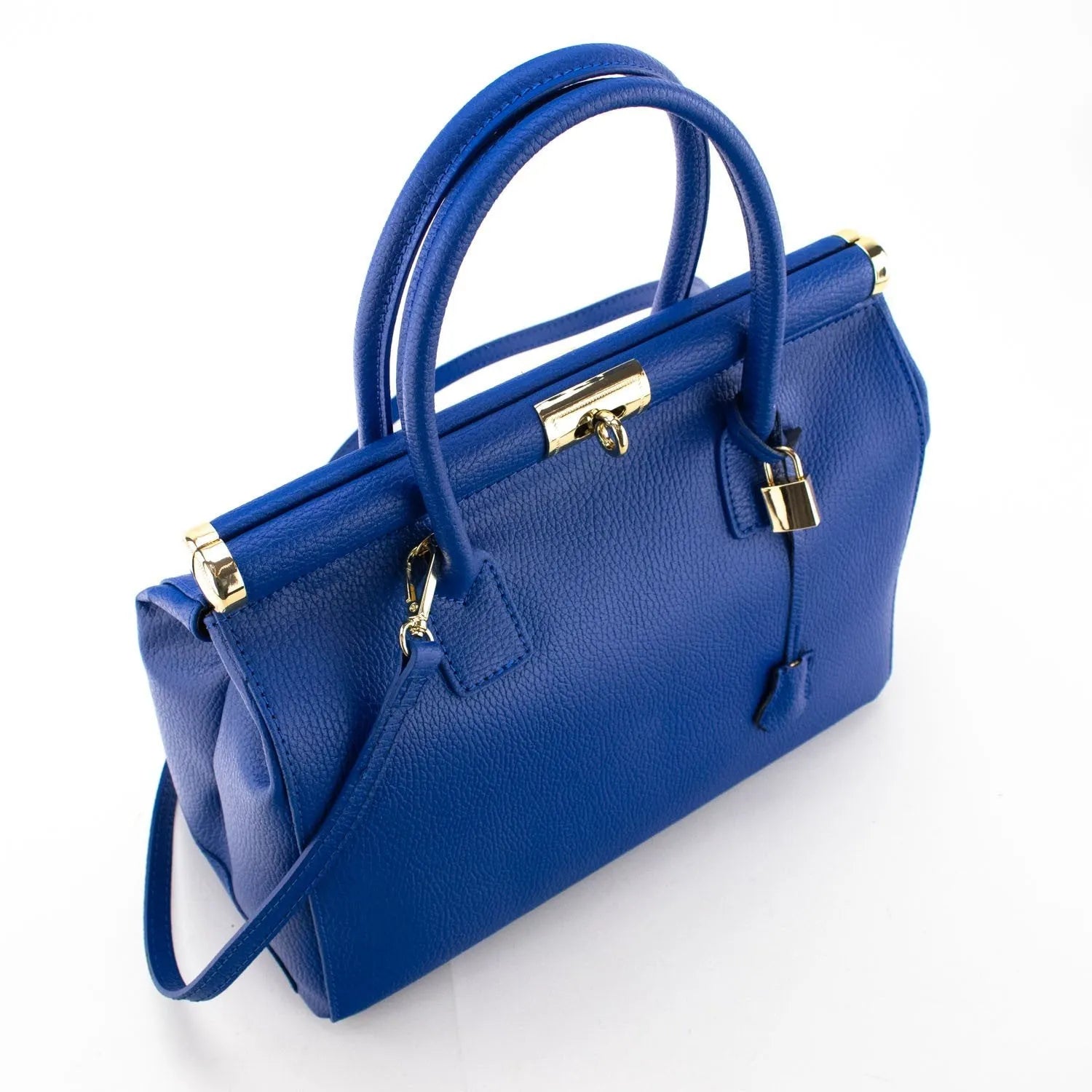 Bolso de mano en Piel Pregato Classic Azul eléctrico - KimondoShop