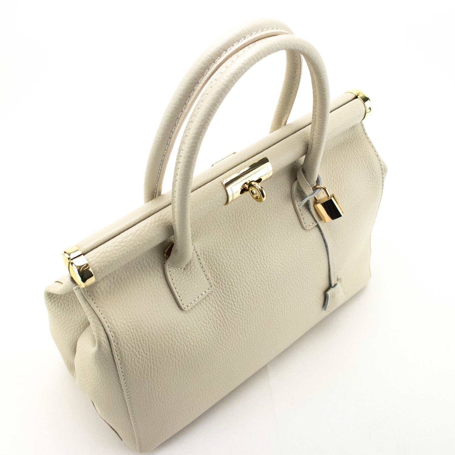 Bolso de mano en Piel Pregato Classic Beige - KimondoShop