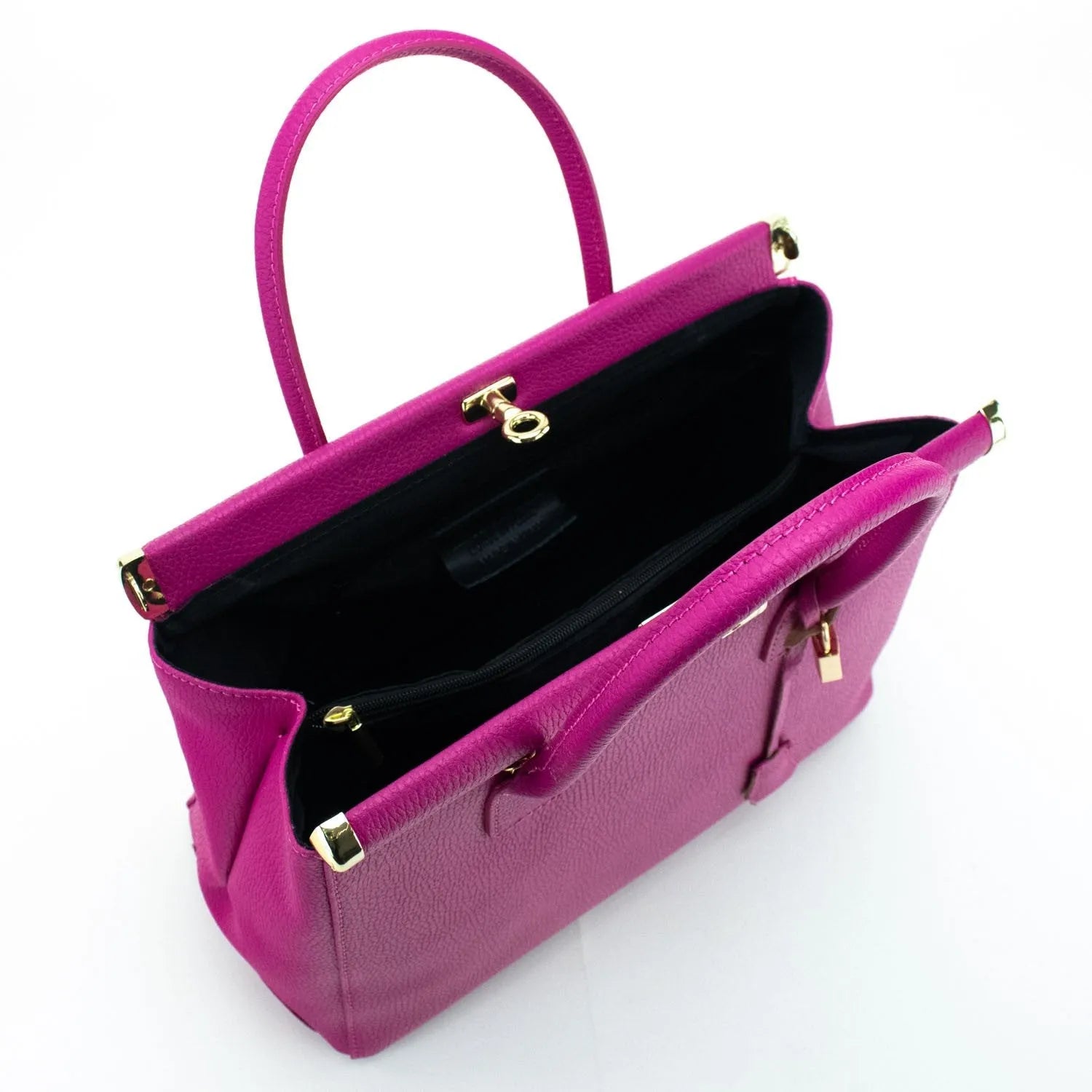 Bolso de mano en Piel Pregato Classic Fucsia - KimondoShop