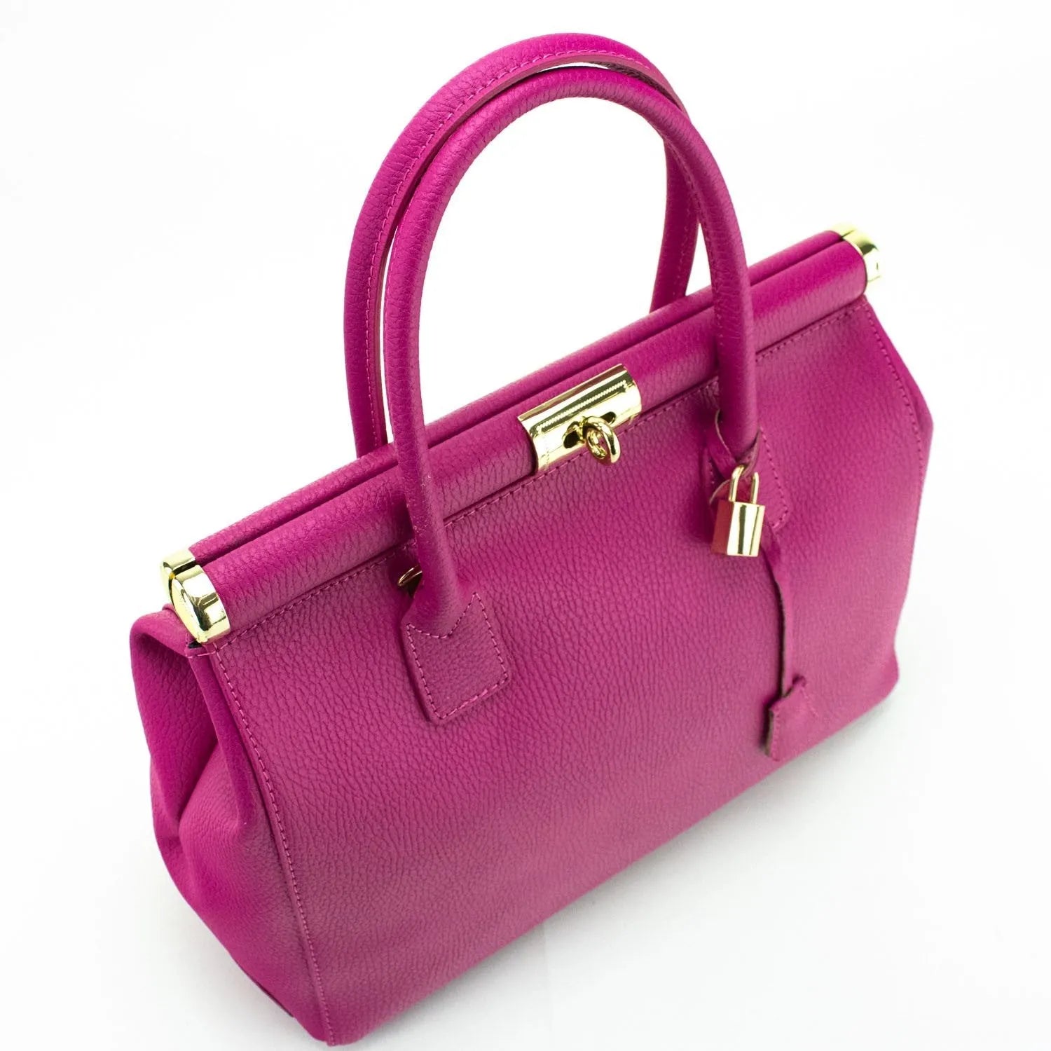 Bolso de mano en Piel Pregato Classic Fucsia - KimondoShop