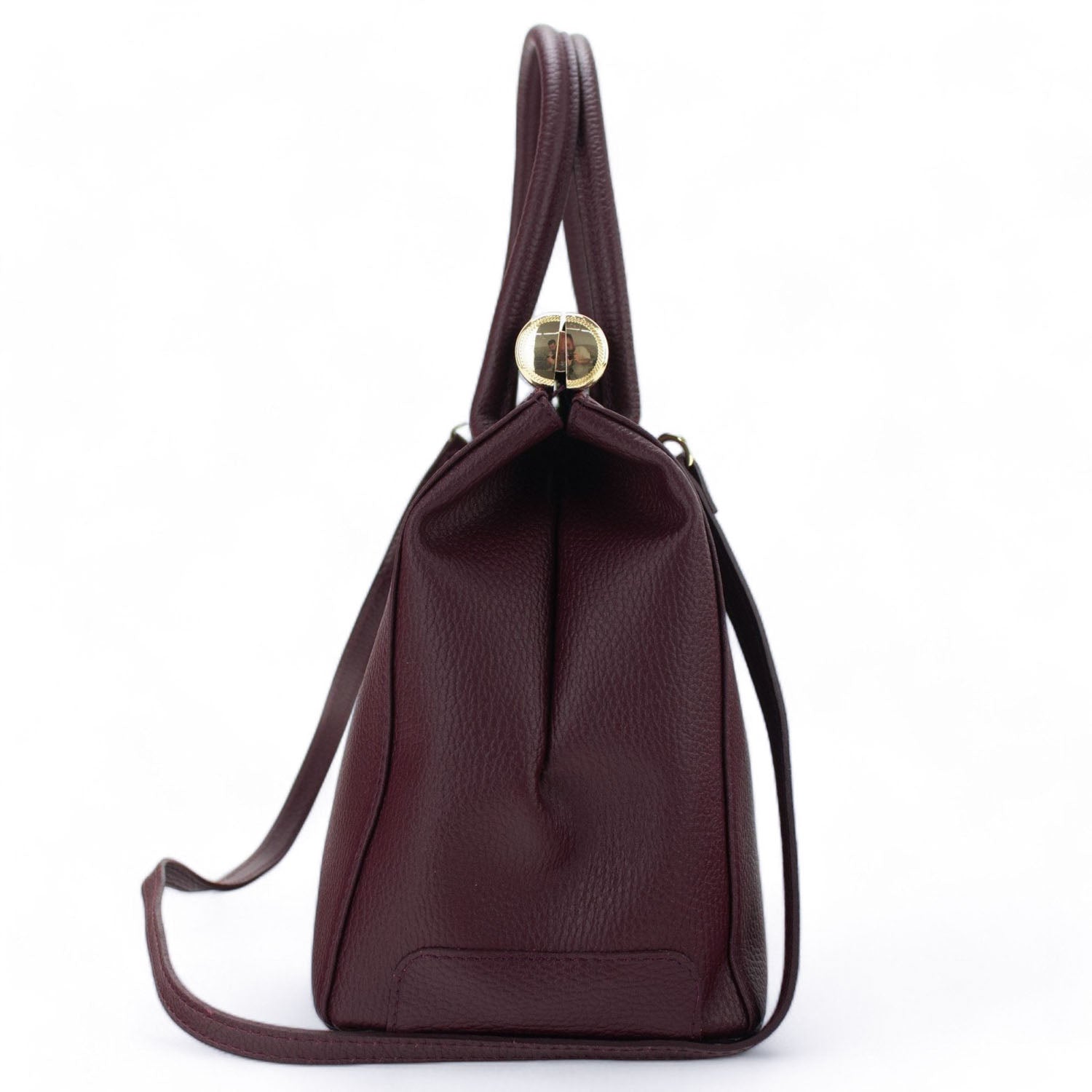 Bolso de mano en Piel Pregato Classic Granate oscuro - KimondoShop