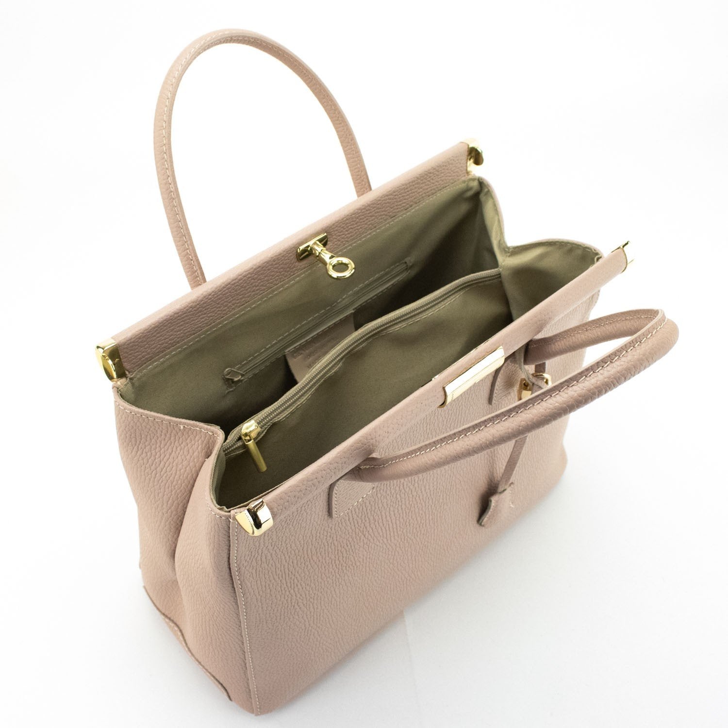 Bolso de mano en Piel Pregato Classic Nude - KimondoShop