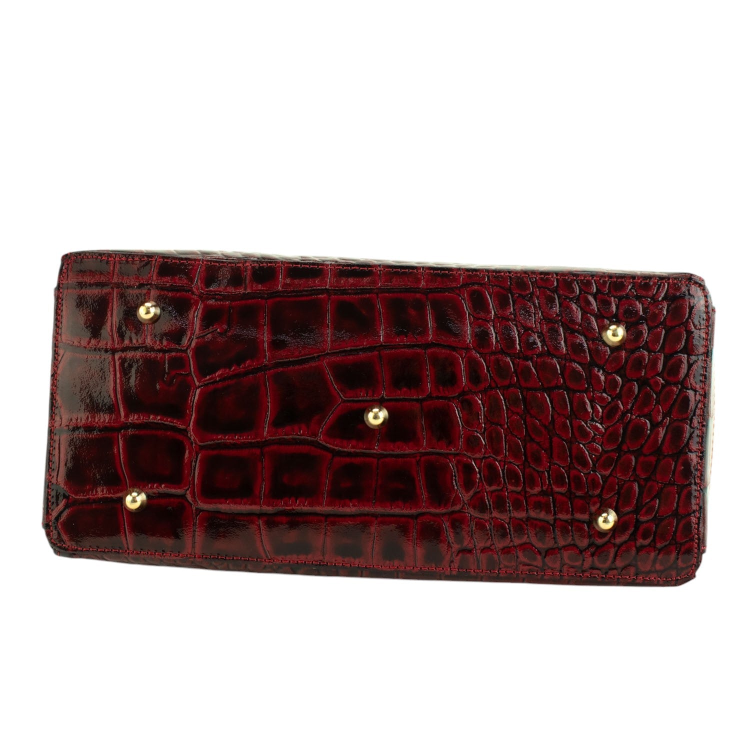 Bolso de mano en Piel Pregato Classic Special Croc Burdeos - KimondoShop