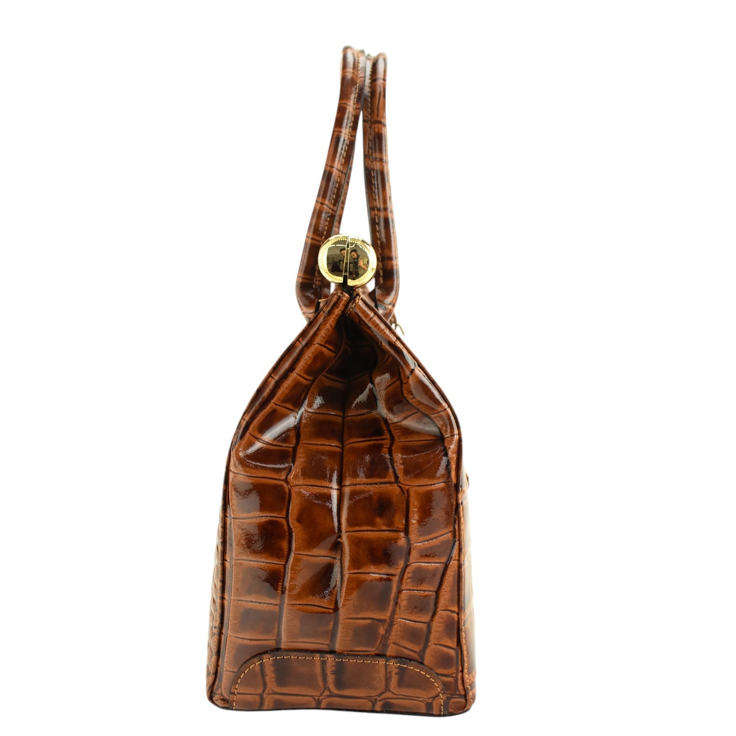 Bolso de mano en Piel Pregato Classic Special Croc Camel - KimondoShop