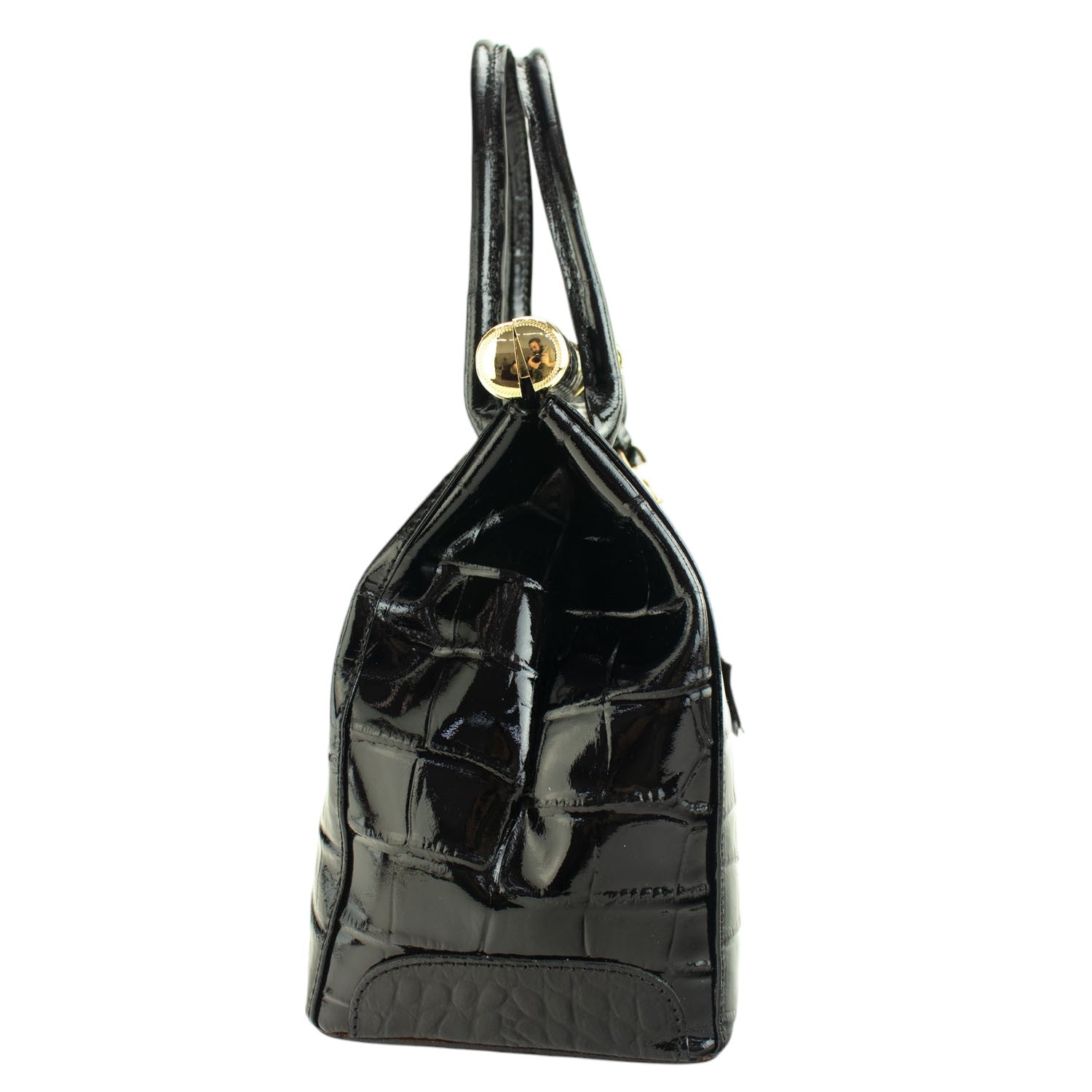 Bolso de mano en Piel Pregato Classic Special Croc Negro - KimondoShop