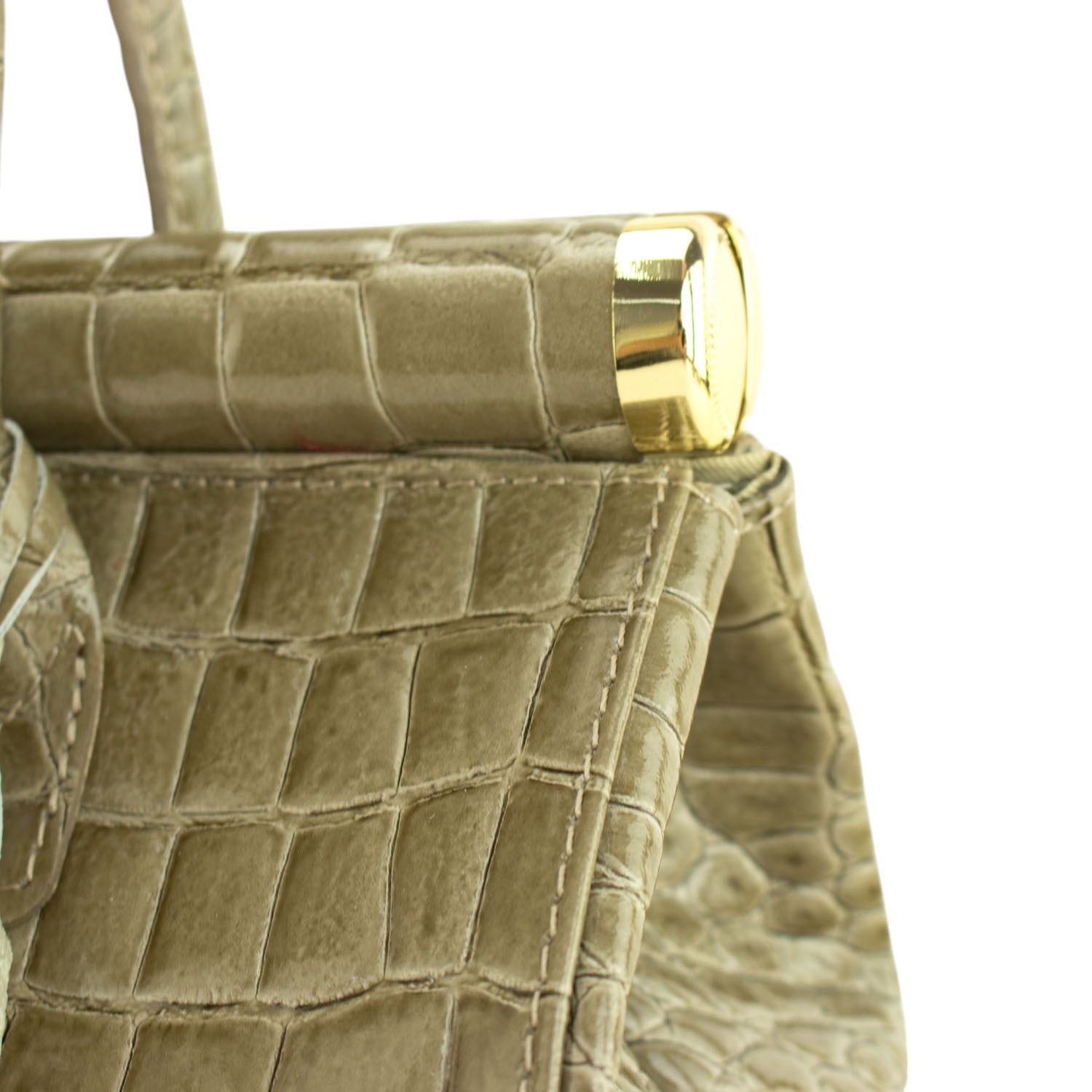Bolso de mano en Piel Pregato Classic Special Croc Taupe - KimondoShop