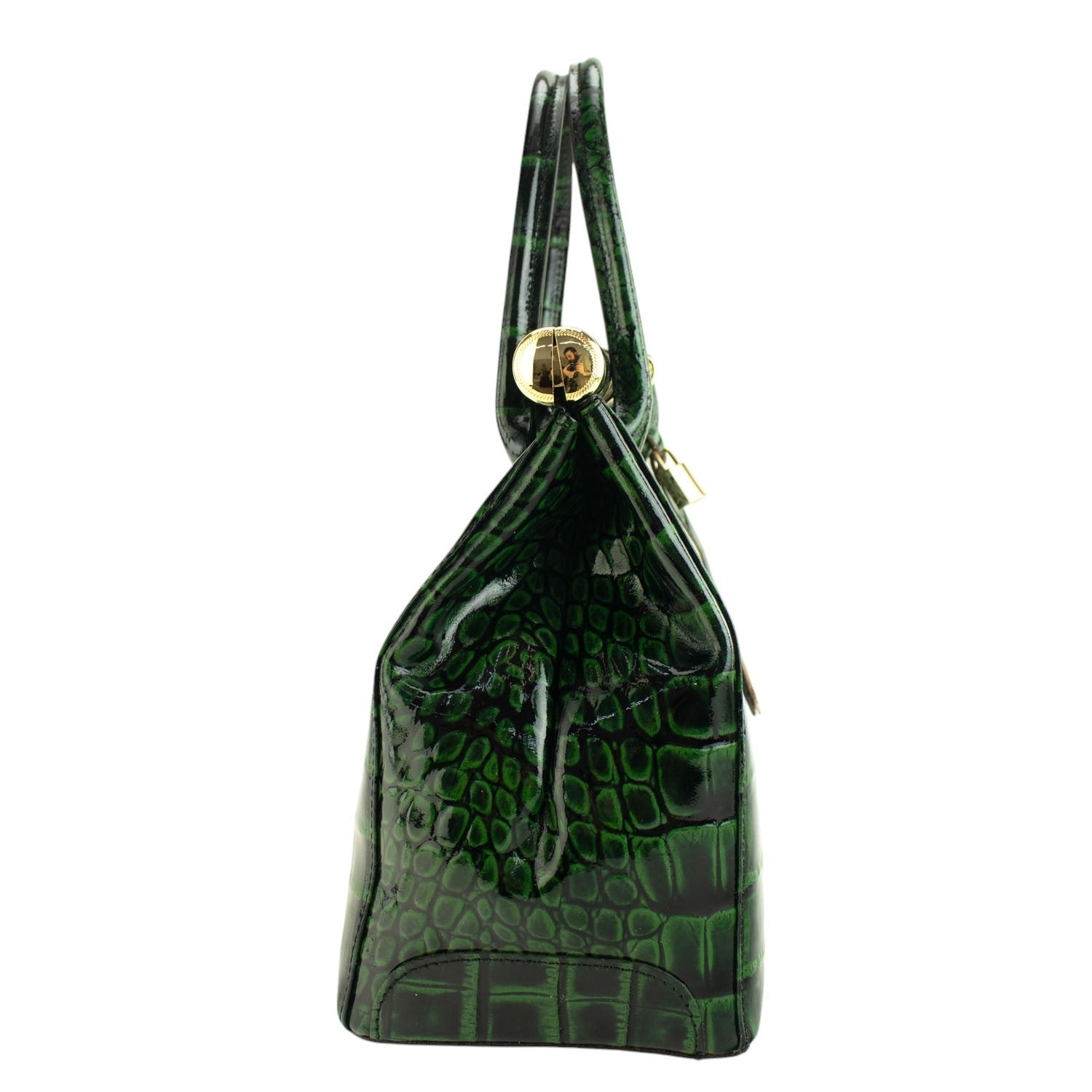 Bolso de mano en Piel Pregato Classic Special Croc Verde - KimondoShop