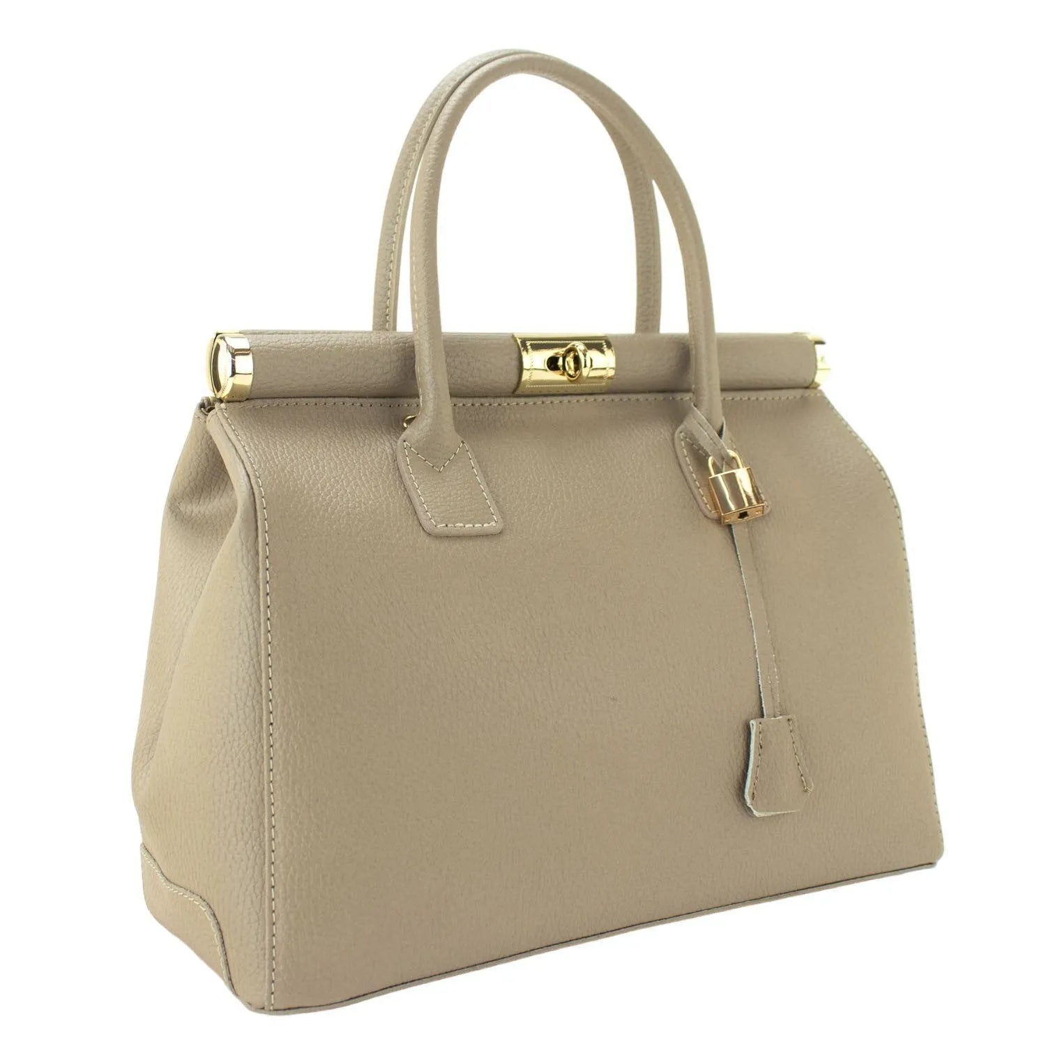 Bolso de mano en Piel Pregato Classic Taupe - KimondoShop