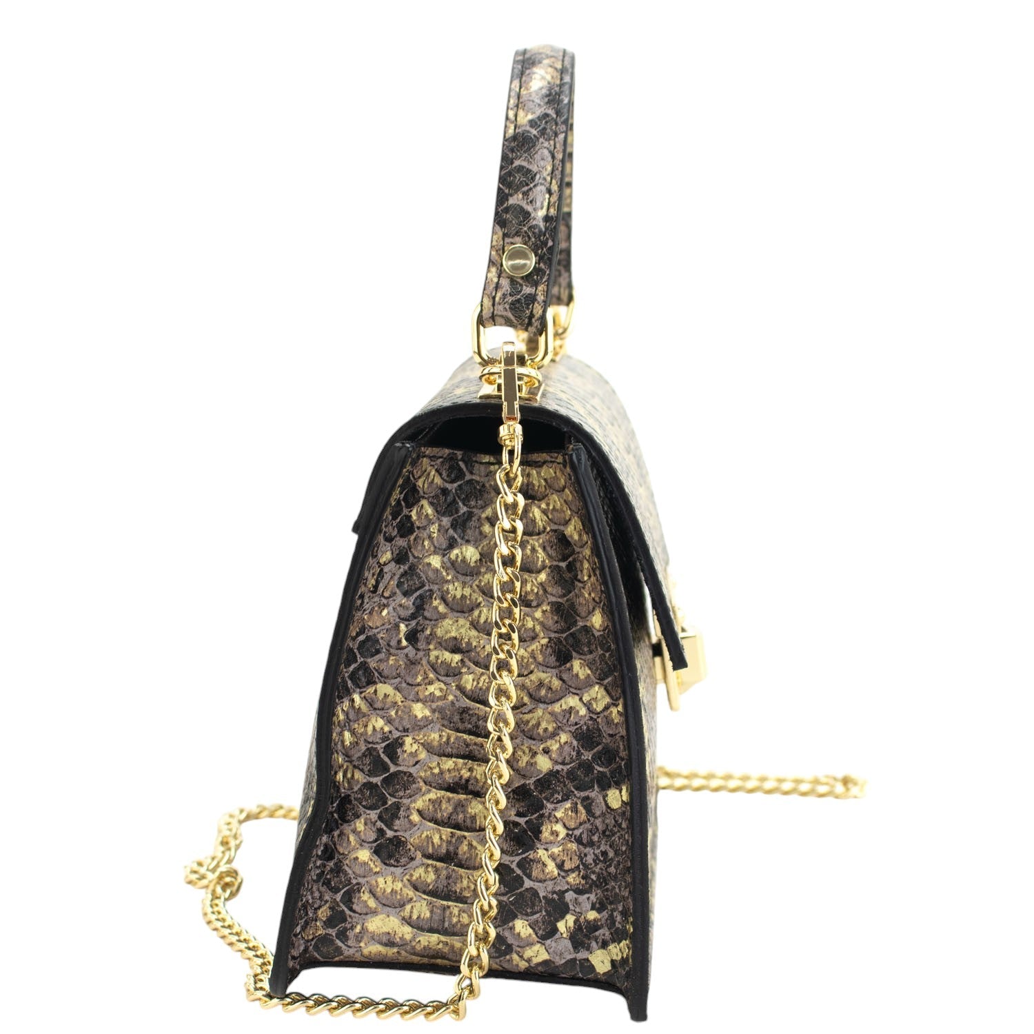 Bolso de mano Piel Pregato Gekko Marrón Dorado - KimondoShop