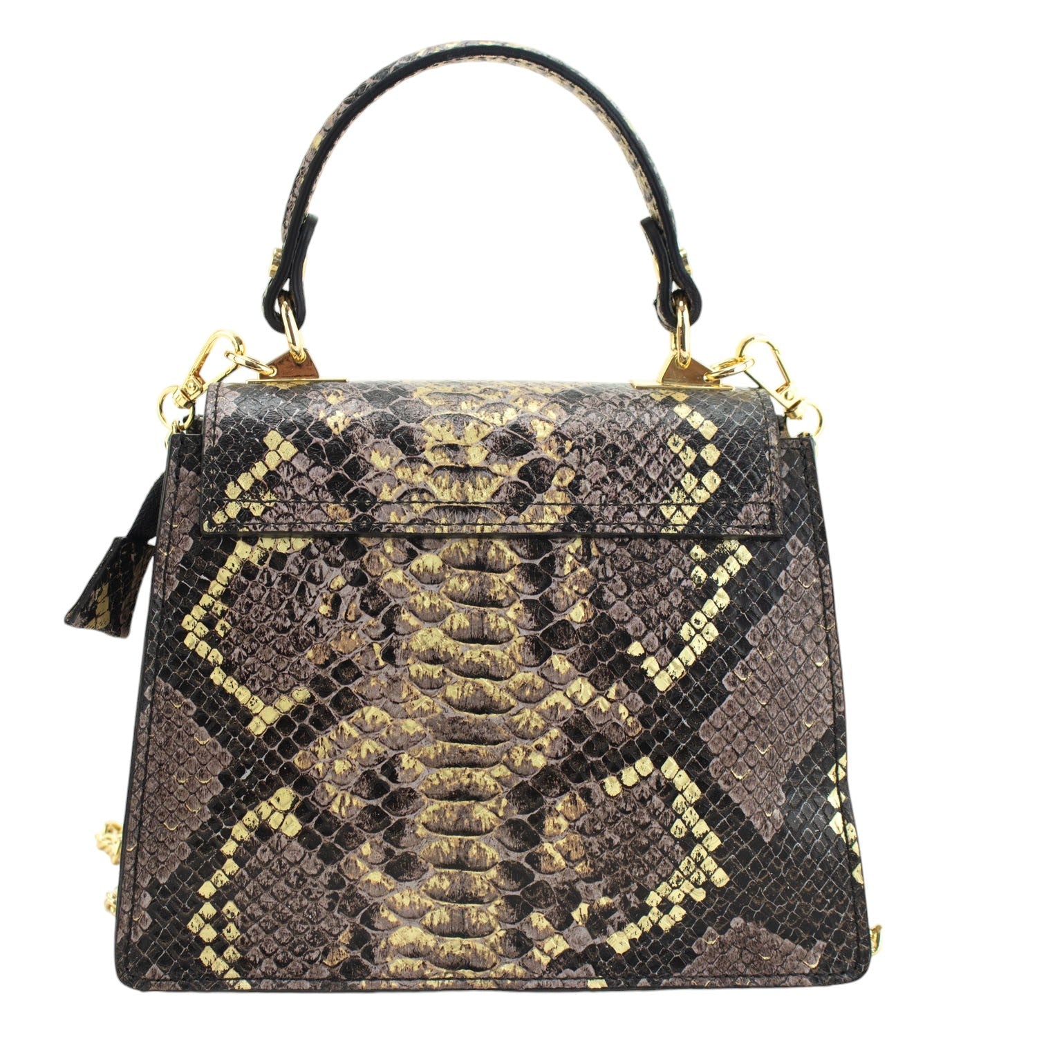 Bolso de mano Piel Pregato Gekko Marrón Dorado - KimondoShop