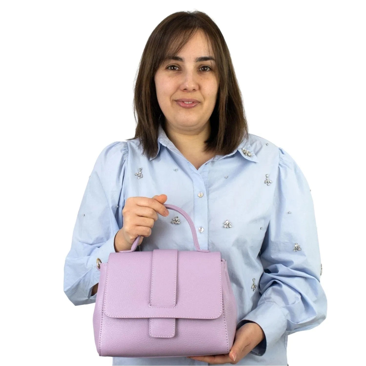 Bolso de Piel Pregato Allegria Malva - KimondoShop