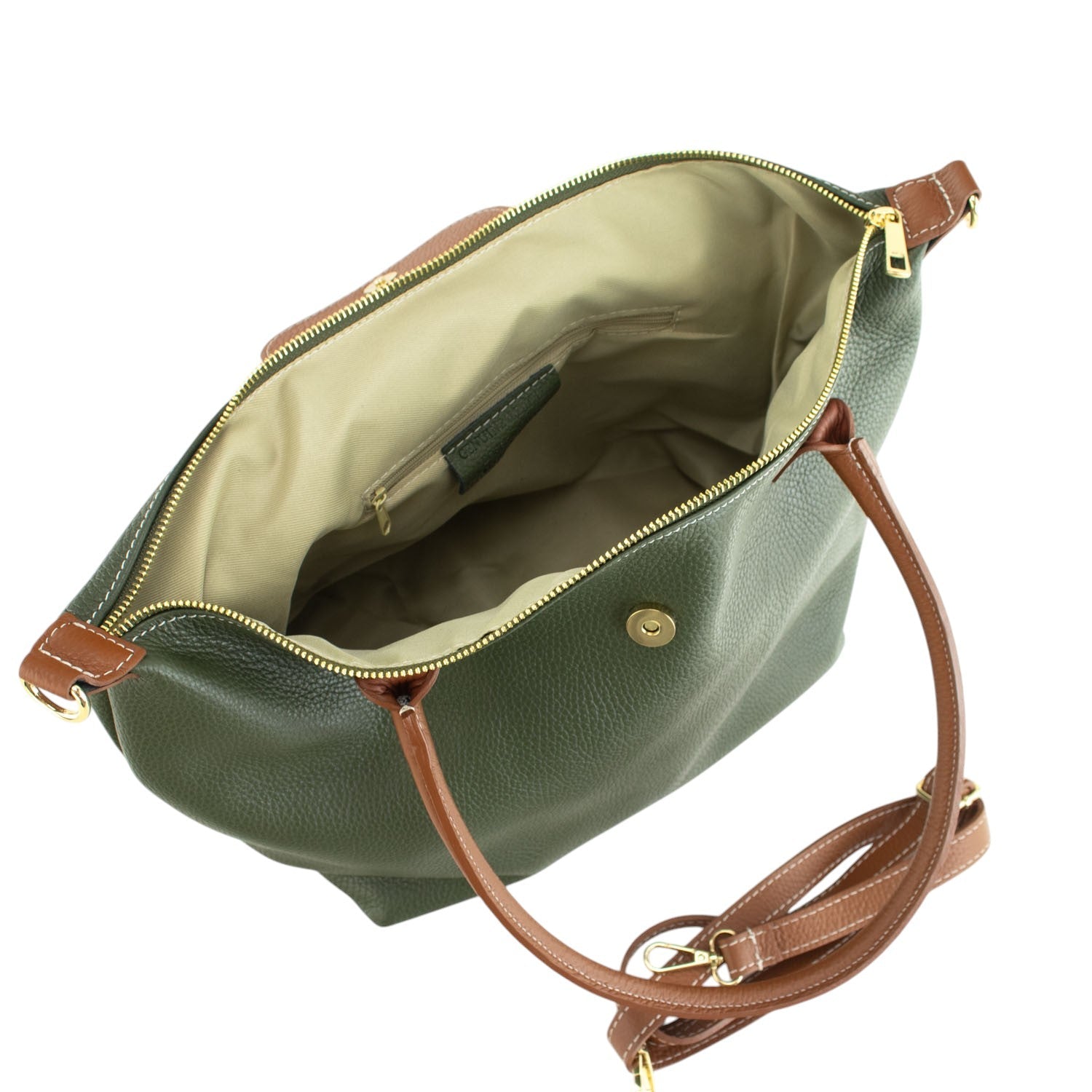 Bolso de Piel Pregato Allure Verde oliva - KimondoShop